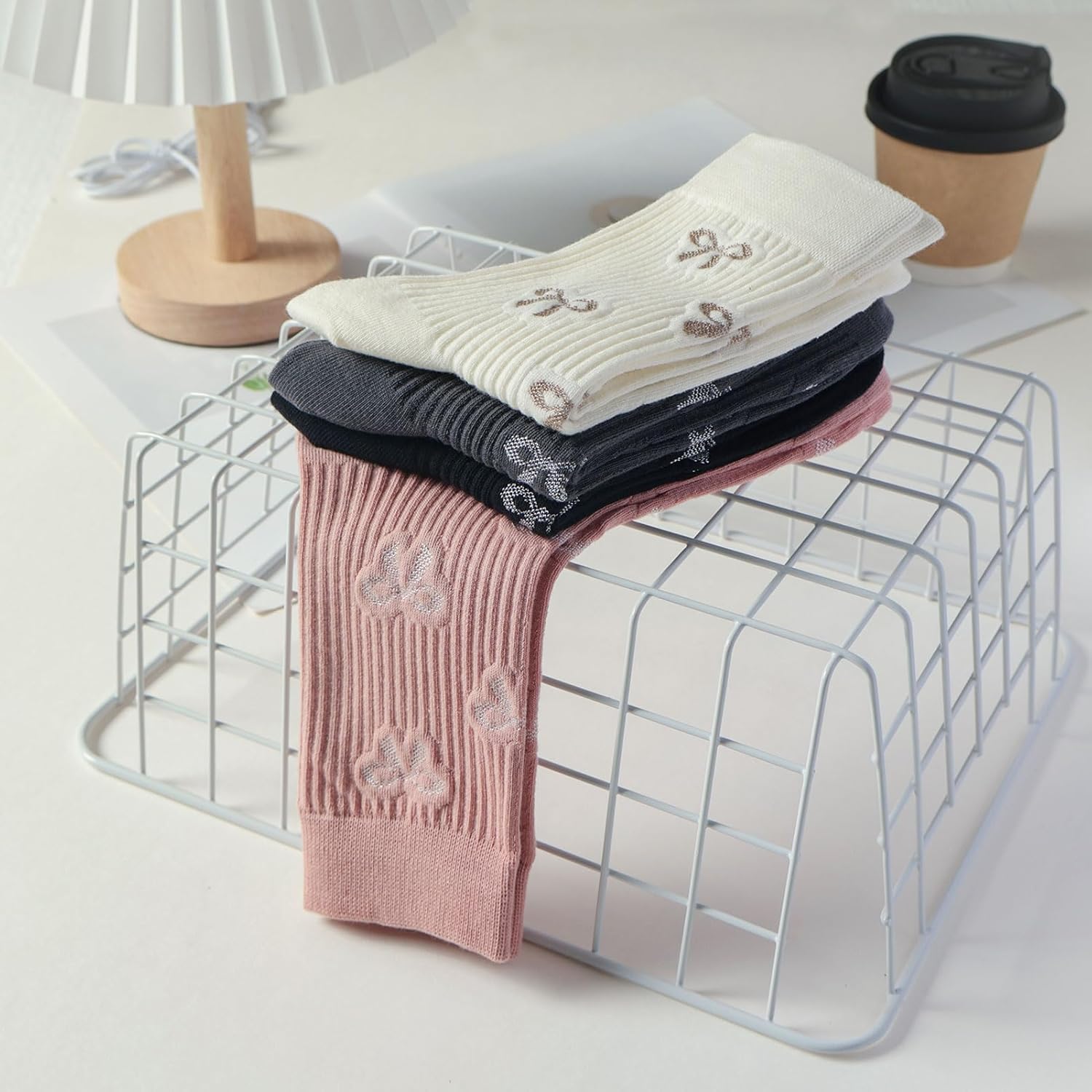 Women's Cute Lace Trim Bow Socks, Casual Athletic Ruffle Frilly Cotton Calf Socks for Women Ladies - Image 3