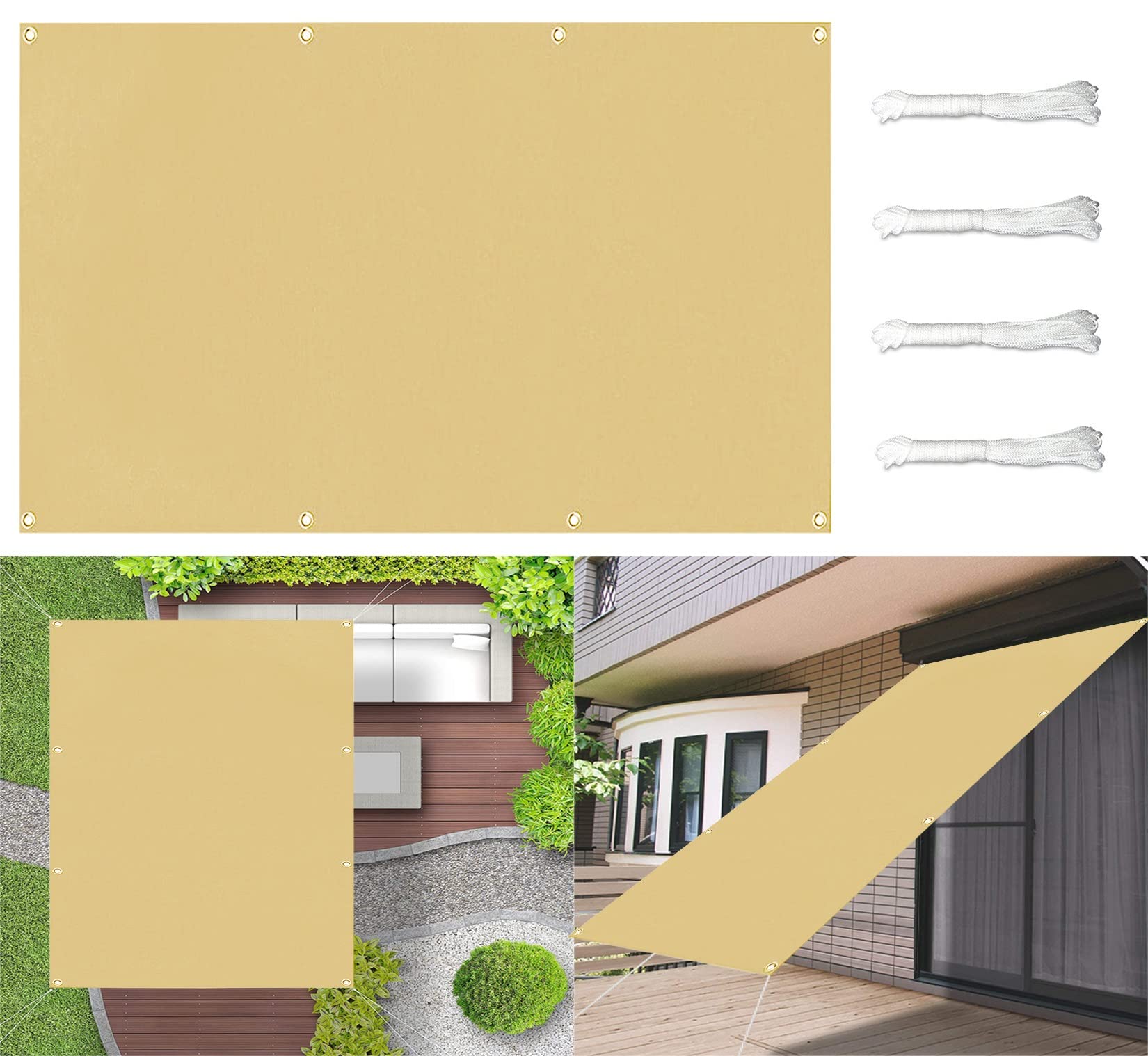 Voile d'ombrage pour camping et balcon écran de confidentialité crème 1.4x1.6M