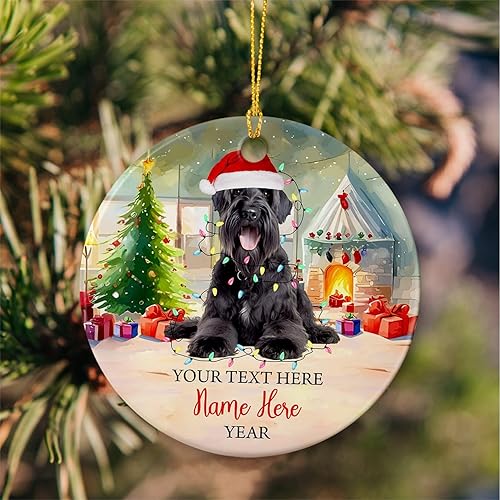 Vista 11 de Rottweiler - Adorno de cerámica personalizado para perro de Papá Noel, nombre y texto personalizados para mascotas, feliz para los amantes