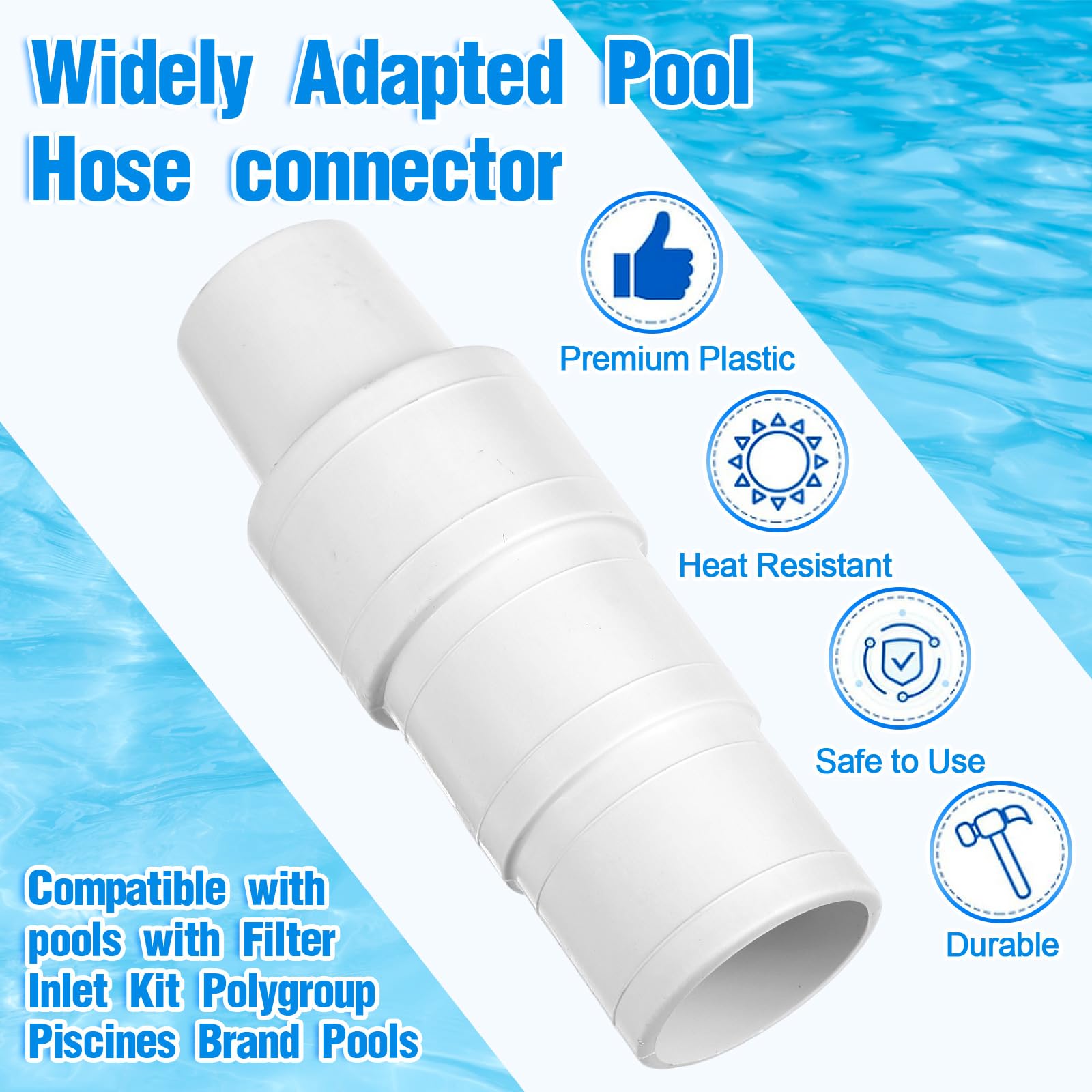 Kit de 8 adaptadores de manguera de piscina, acoplamiento de conector de manguera de 1-1/4 pulgadas o 1-1/2 pulgadas y adaptador de manguera B 11238, abrazadera de manguera de acero