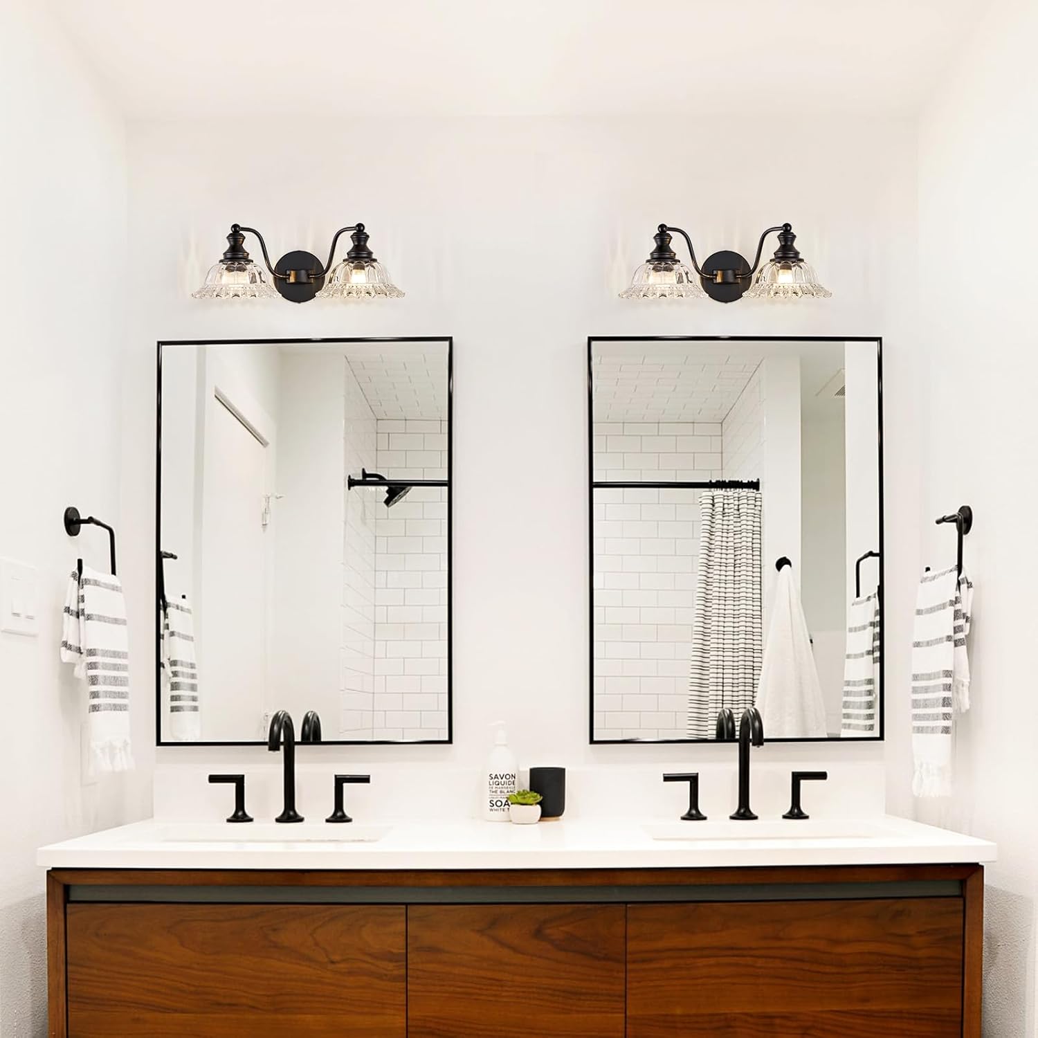 XIEDUN Farmhouse Bathroom Light Fixtures Black Vanity Lights for Bathroom 2 Light Vanity Light Fixtures