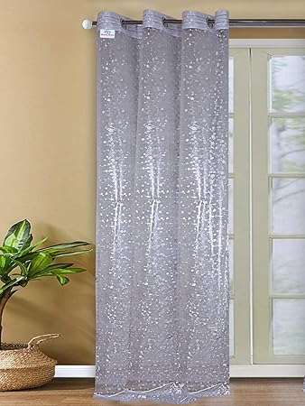 Heart Home Stone Print Stain-Resistant & Waterproof PVC AC Curtain for Home, Office, Restaurant 7 Feet with 6 Grommets (Transparent)