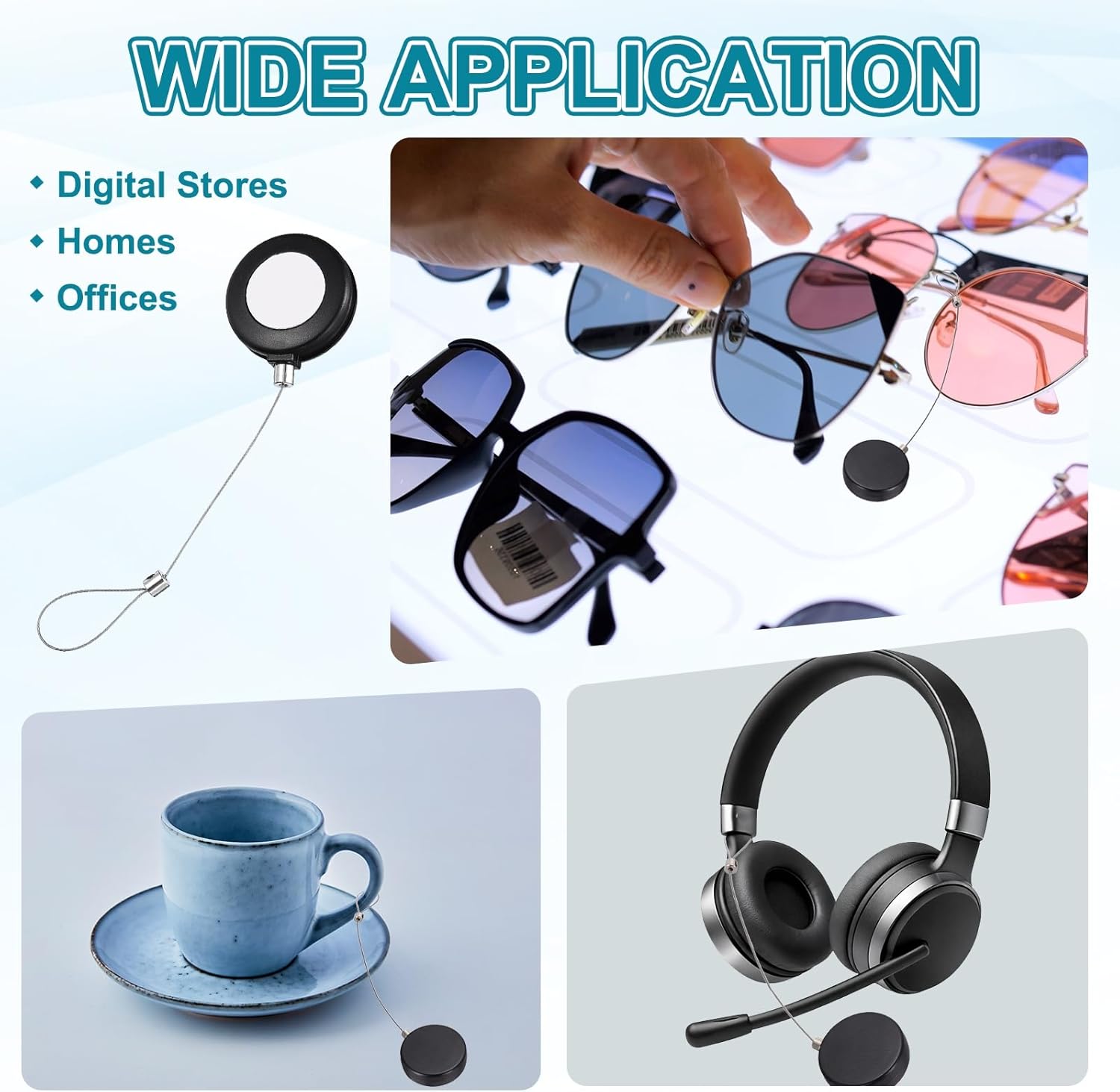 PATIKIL Retractable Remote Control Cable Tether (3ft /0.9M, Black)(1 Set) Round Remote Control Security Lanyard Lock Adjustable Locking Leash with Rope Locks, Suit for - TVs/Tablets