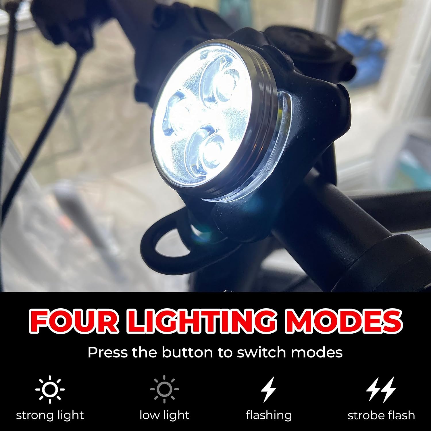 4PCS USB Rechargeable Bike Lights Set – Waterproof LED Front & Back Headlight and Rear Tail Light for Mountain Bicycle, 4 Modes Silicone Lighting Accessories, Plastic Bright Outdoor Night Riding Lamp