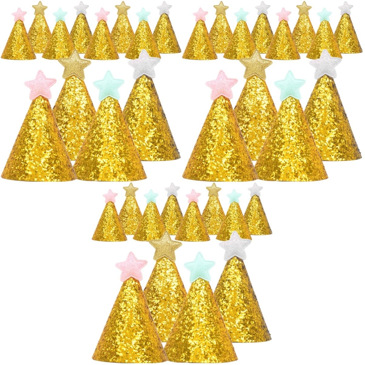 3er-sets Geburtstagsparty-hüte Kopfbedeckungsset Für Kindergeburtstage Robuste Und Stilvolle Spitze Sternhüte Für Kinder 12 Stück * 3