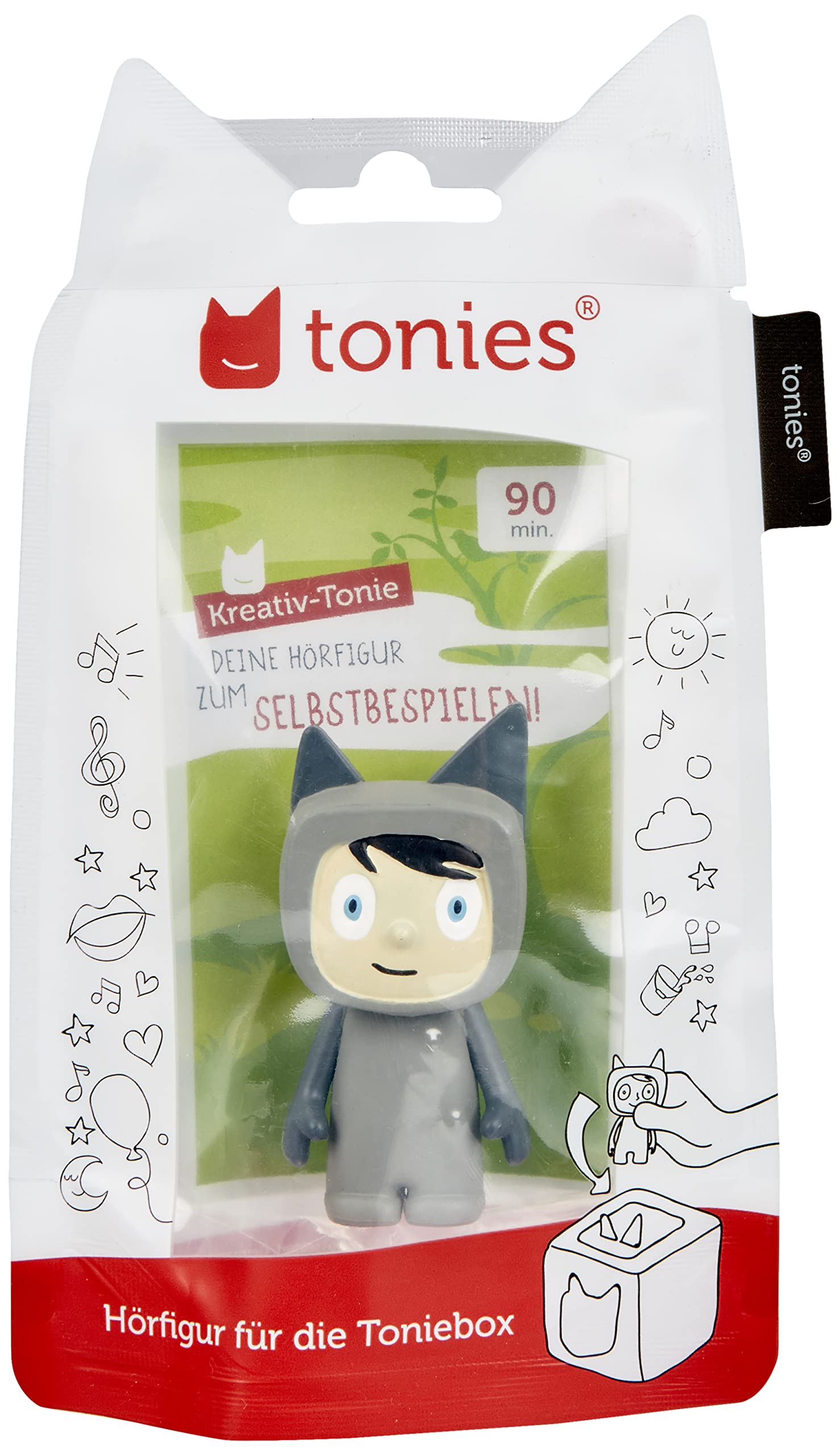 tonies Hörfiguren für Toniebox, Kreativ Anthrazit zum Selbstbespielen, 90 Minuten Speicher für eigene Aufnahmen, Musik und Gute-Nacht-Geschichten, geeignet für Kinder ab 3 Jahren