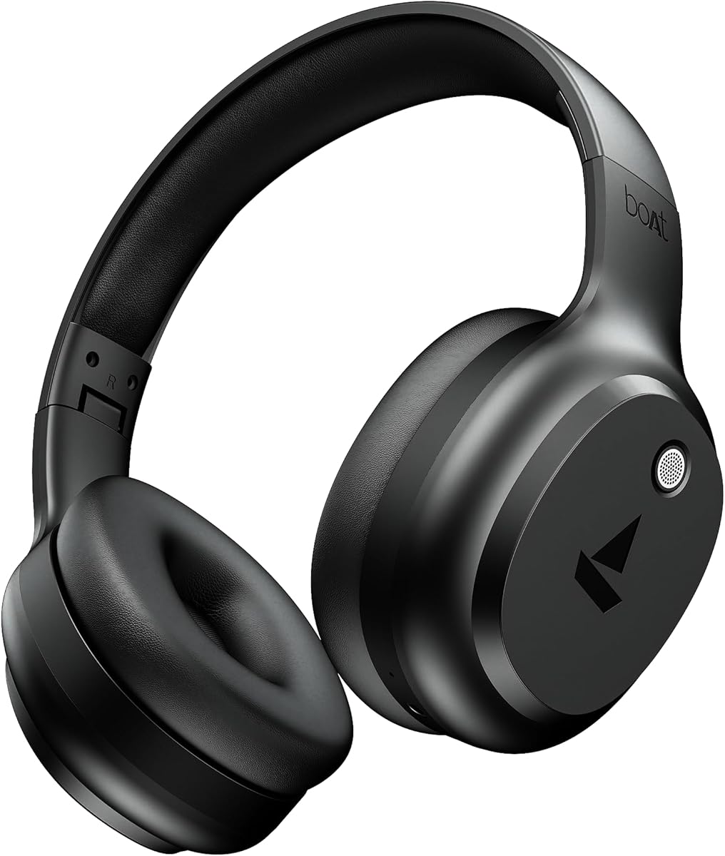 boAt 2025 Launch Rockerz 421, 40H Battery, Low Latency(40Ms), 40Mm Drivers, Enx Tech, Stream Ad Free Music via App Support, Bluetooth Headphones, Wireless Over Ear Headphone with Mic (Black Sabre)