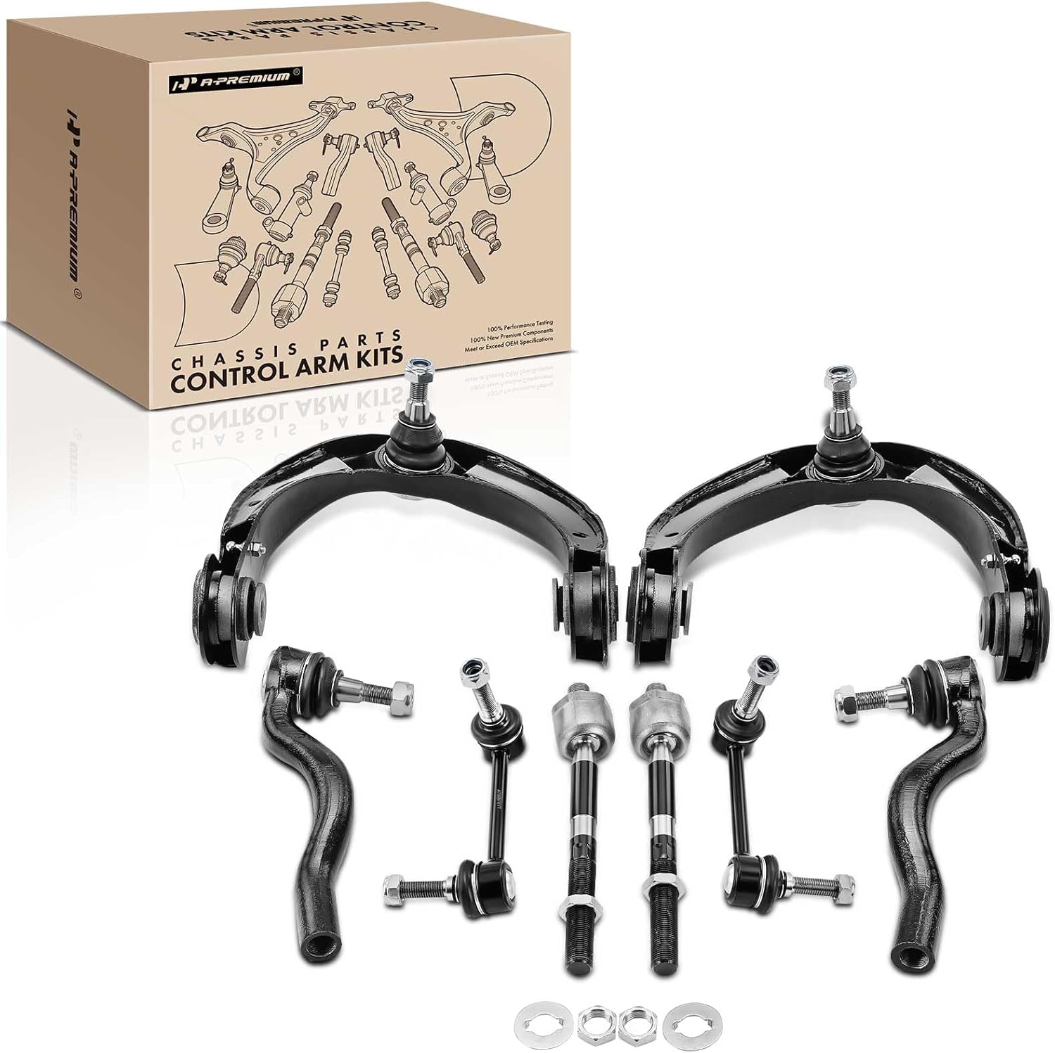 A-Premium 8Pcs Front Suspension Kit, Upper Control Arm, Sway Bar Link, Inner & Outer Tie Rod End, Compatible with Jeep Grand Cherokee 2011-2015, Dodge Durango 2011-2015