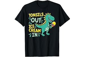 Get Well Wishes for Post Tonsillectomy Kids: "Tonsils Out Ice Cream In Dino"