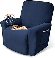 KEKUOU Stretch Recliner Chair Cover Slipcover - Navy Blue Pet & Kid Proof Furniture Protector for Lazy Boy Recliners, Fits 24-37" (1 Piece)