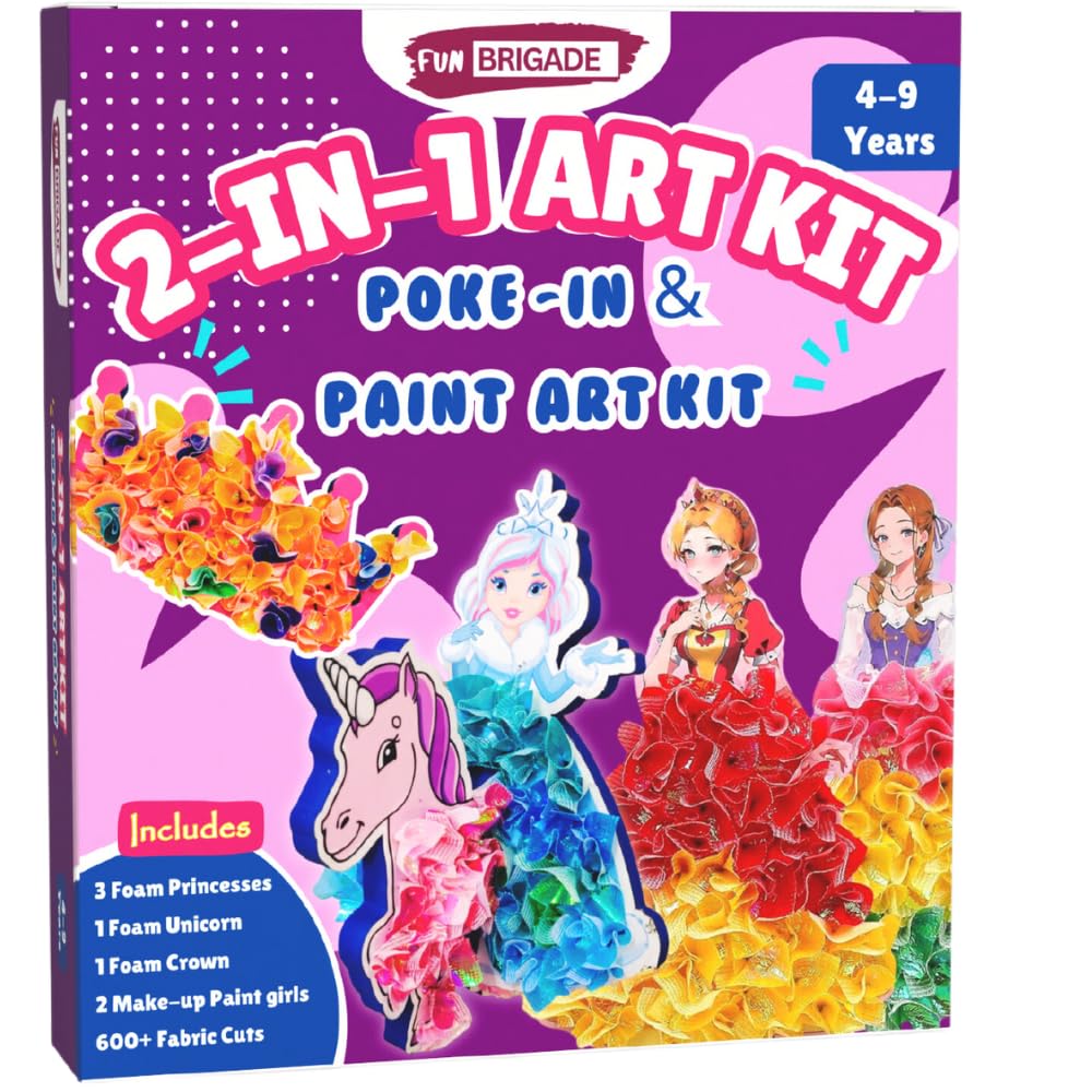 FunBrigade 2-in-1 Art & Craft Activity - Poke-in Art Princesses and Unicorn, Mess-Free Art for Kids, Craft Kits, DIY Activity, Gifts for Girls & Boys Ages 4, 5, 6, 7, 8, 9 (B0DGL3Z4M4) Amazon Price History, Amazon Price Tracker