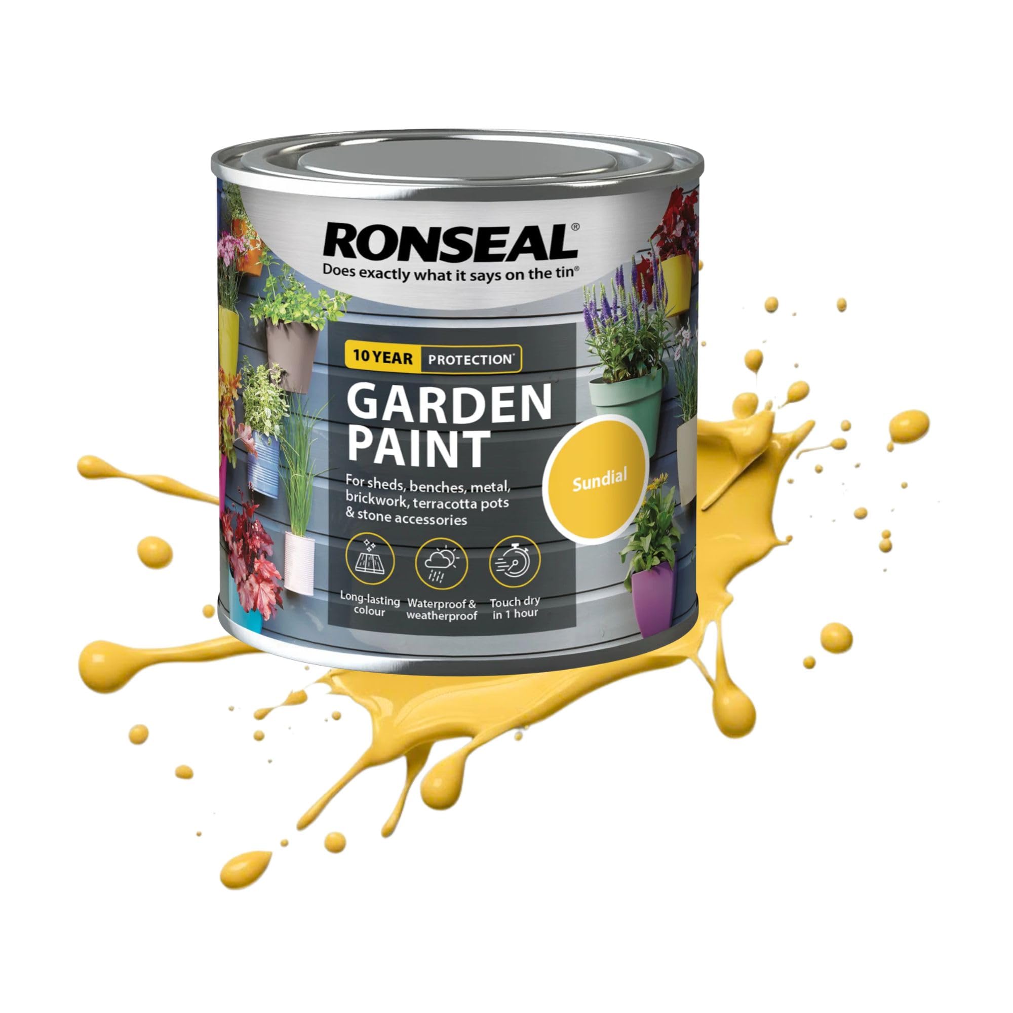 AOC24 250ML Garden Paint Sundial, Water Based Outdoor Paints, Long Lasting Weather Resistant, Fast Drying Color for Wood, Bricks, Pots, Anti Crack Peeling DIY Paint (Sundial, 250 M L)