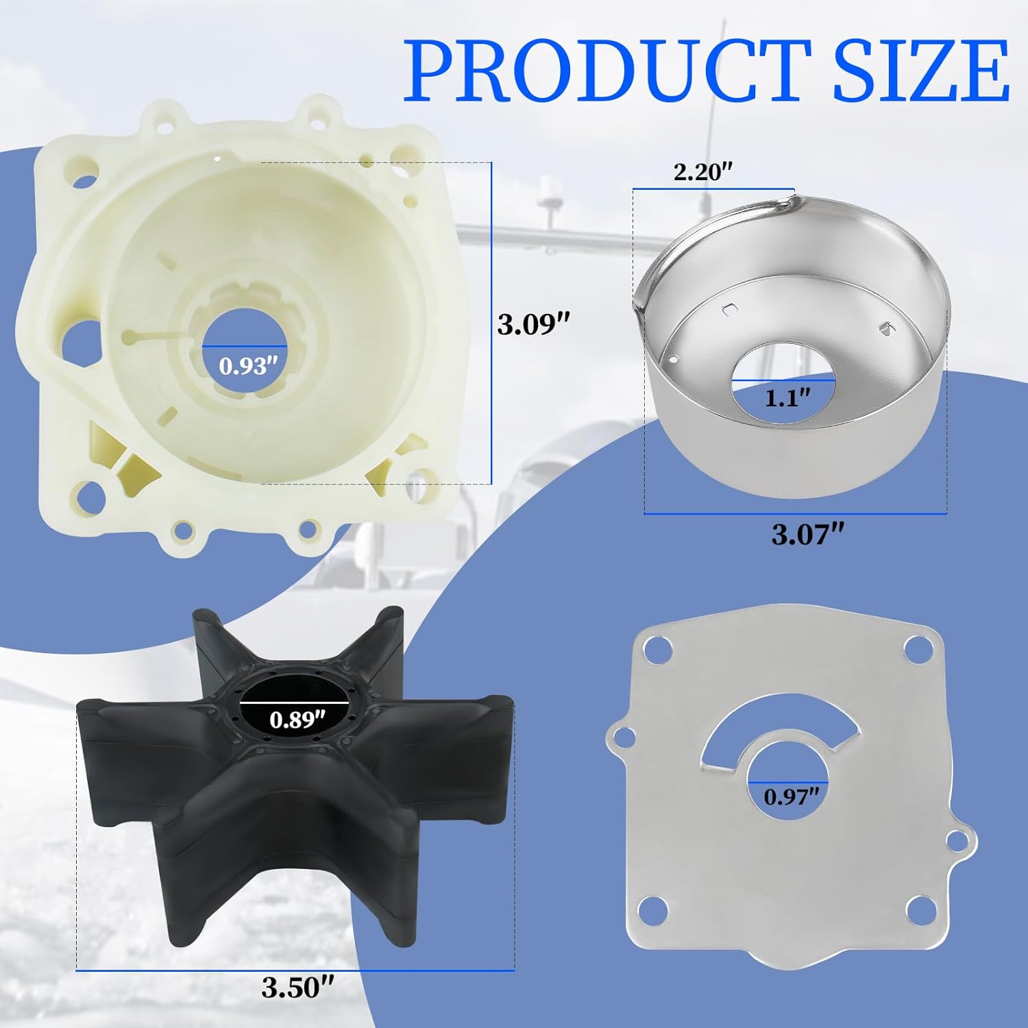 Water Pump Impeller Kit 61AW0078 Compatible with Yamaha Outboard Marine 150 175 200 225 250 300 HP Motorsm, 2/4 Stroke, Replaces 61A-W0078-A2/A3/A4-00 Sierra 18-3396-1 - Image 3