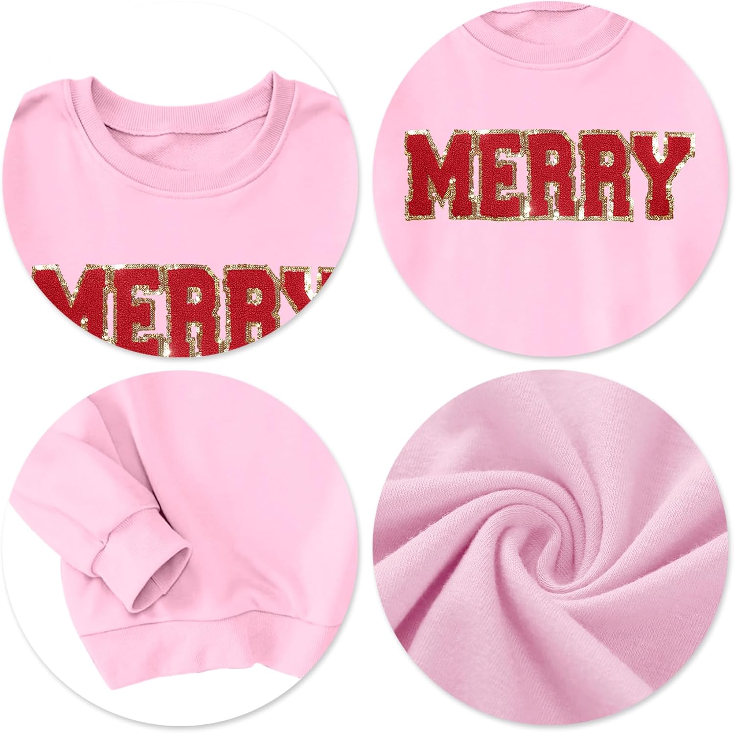 Christmas Sweatshirt for Women: Merry Sweatshirt Glitter Pach Merry Shirt Xmas Overzise Pullover Tops - Image 6