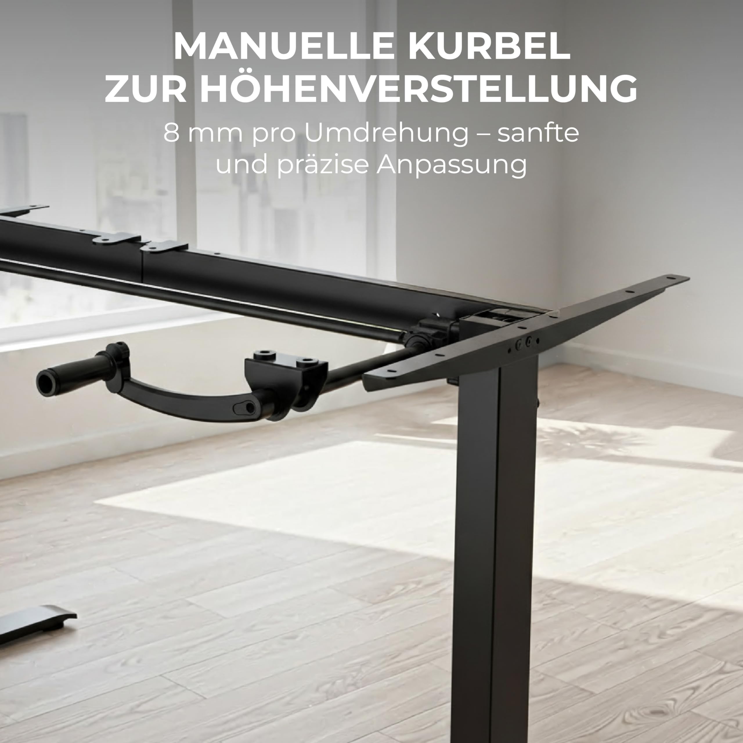 Spacetronik Schreibtisch Höhenverstellbar Manuell Stehtisch | 100x60 cm Tischplatte, 72-109,5 cm Höhenverstellbar, Manuelle Kurbel, 40 kg Tragkraft, Stahlrahmen und Spanplatte