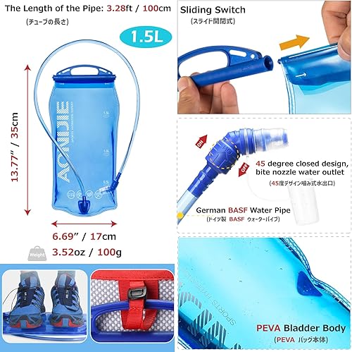Miniatura 7 de Azarxis Botellas de agua para correr, sin BPA, chaleco de hidratación a prueba de fugas, cinturón de repuesto para triatlón, maratón, senderismo,