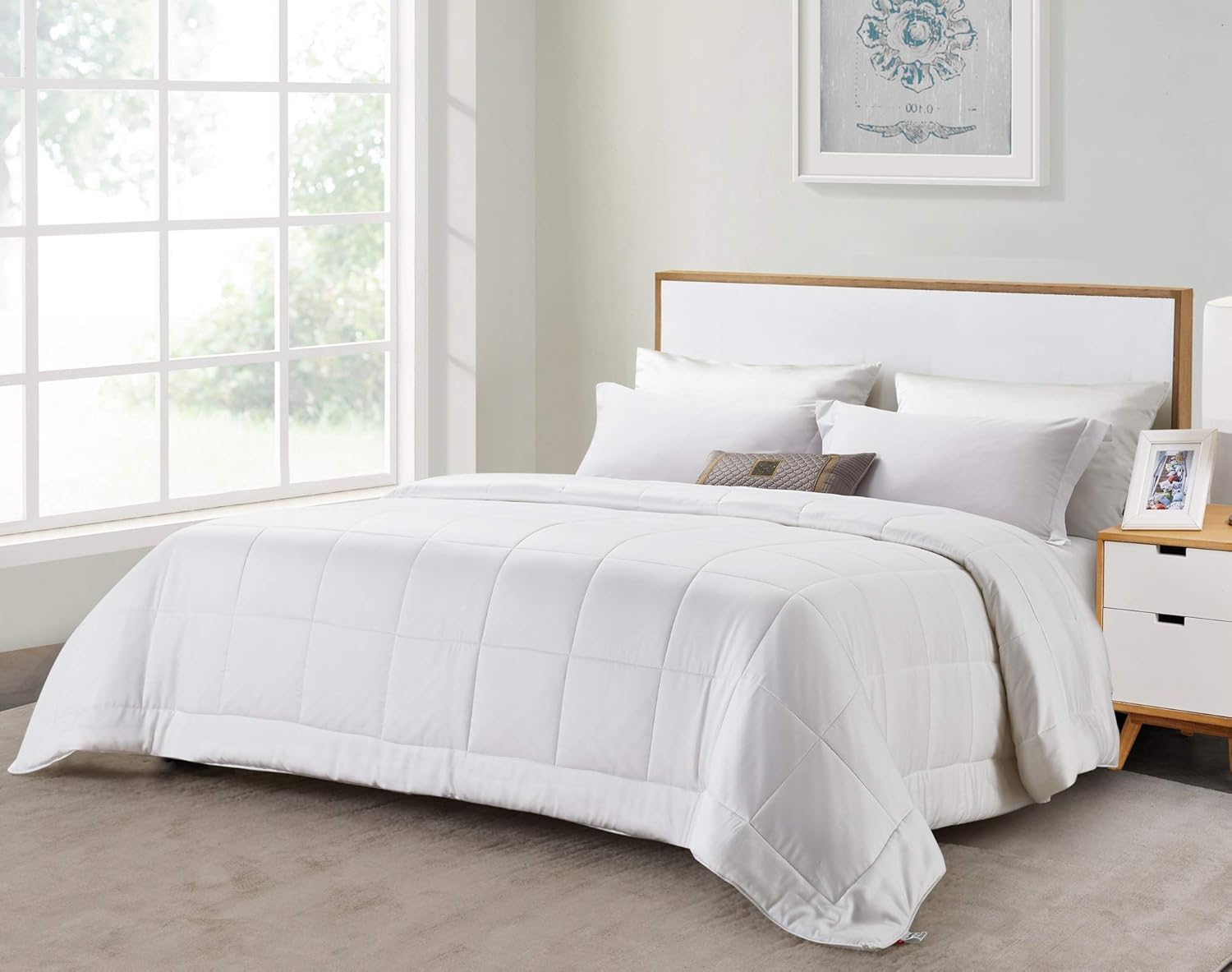 Exclusive Discount 🔥 Komfie Eucalyptus Comforter for Couples - Dual Thickness Duvet Insert for Him and Her - Earth Friendly 100% Bamboo Comforter (Queen, White)