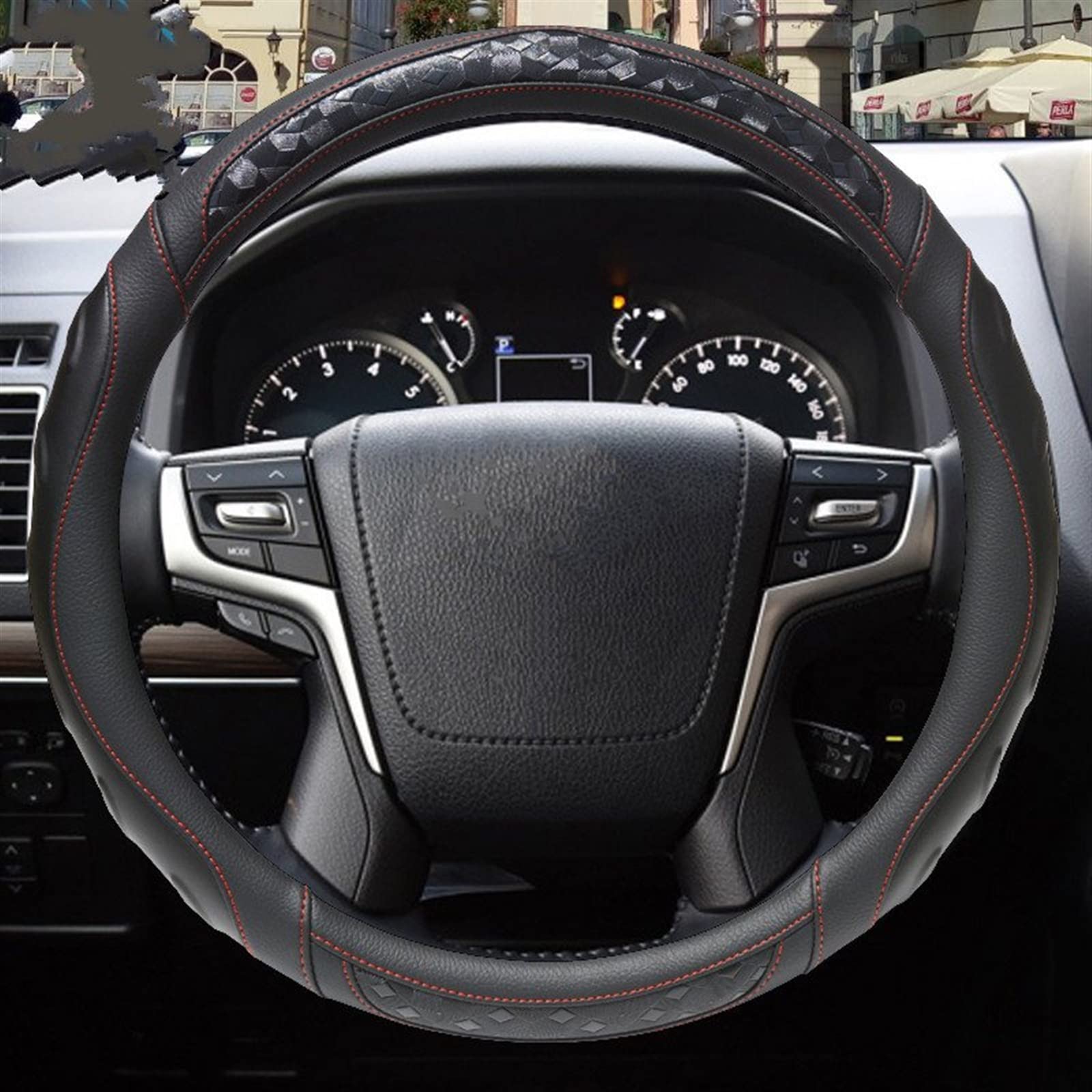 Volant Protecteur Couverture de volant de voiture 3D antidérapant pour Toyota pour 4Runner pour Hilux pour Surf pour SUV pour accessoires Auto Fortuner Antidérapante Housse Volant ( Couleur : 1 )