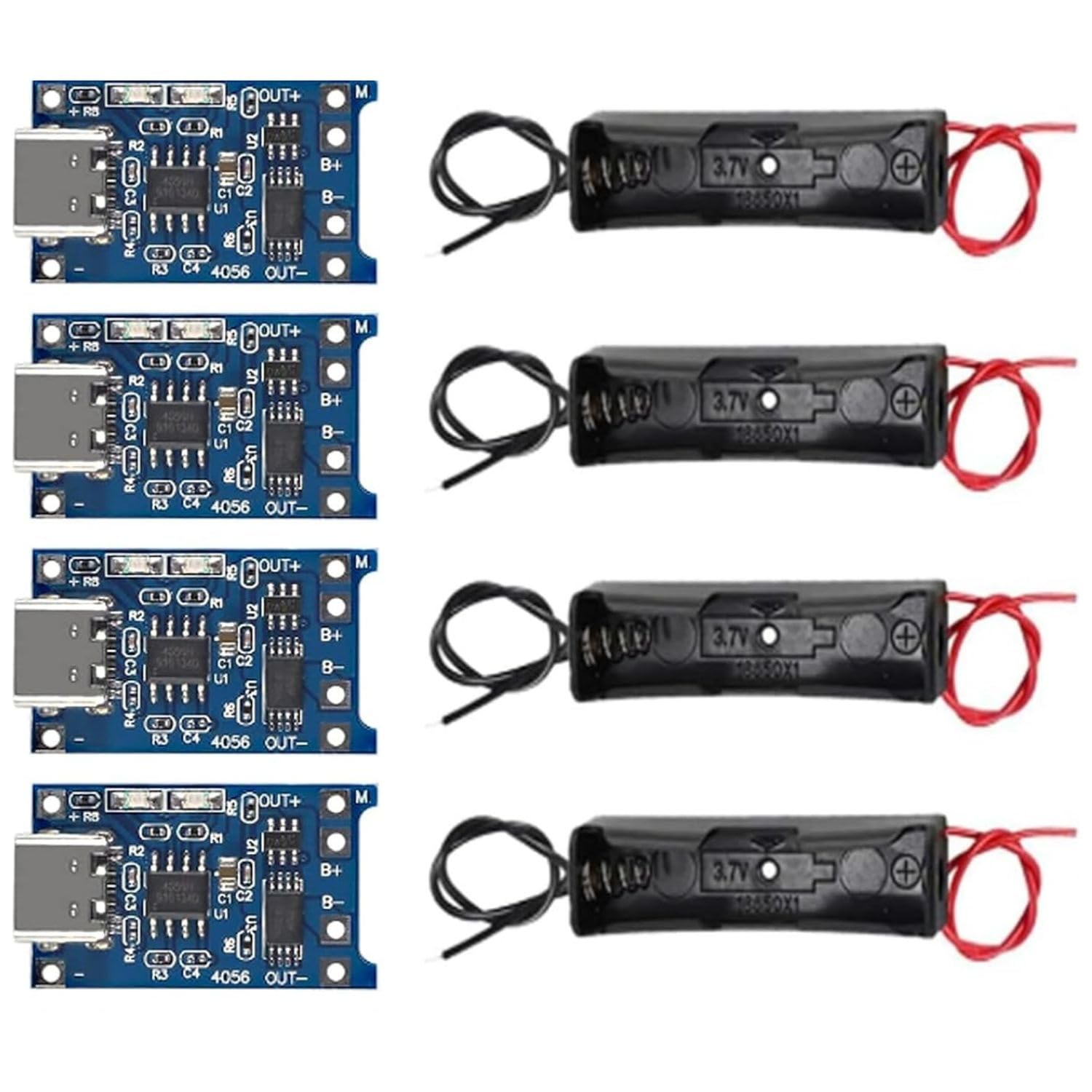 TP4056 Type-C USB Lithium Battery Charging Module with 18650 Battery Holder, 1A 5V Li-ion Charger Board with Protection Pack of (2)-picture-22
