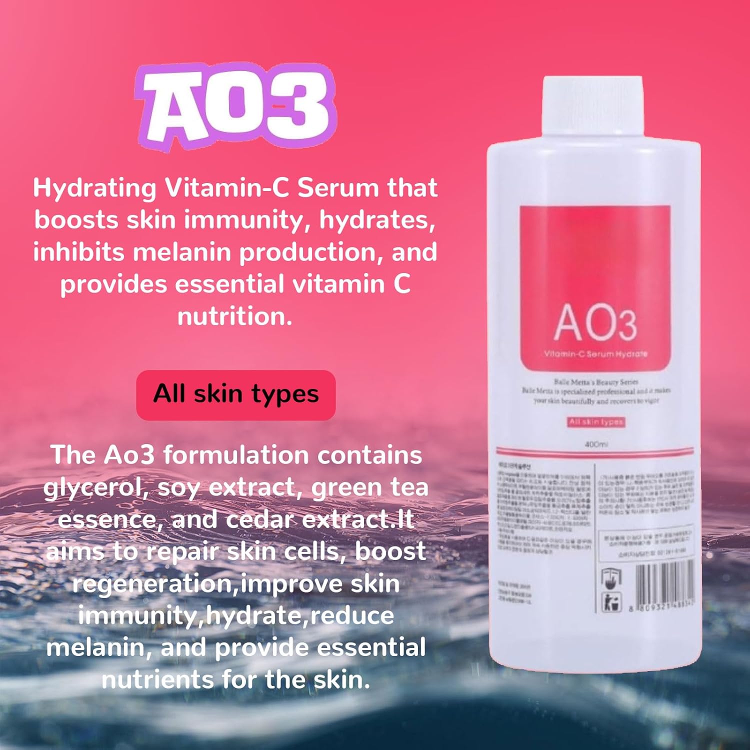 Aqua Peeling Solution for Hydradermabrasion Machines – Peeling Solution for All Skin Types (AS1, SA2, AO3) – Deep Cleansing, Hydration
