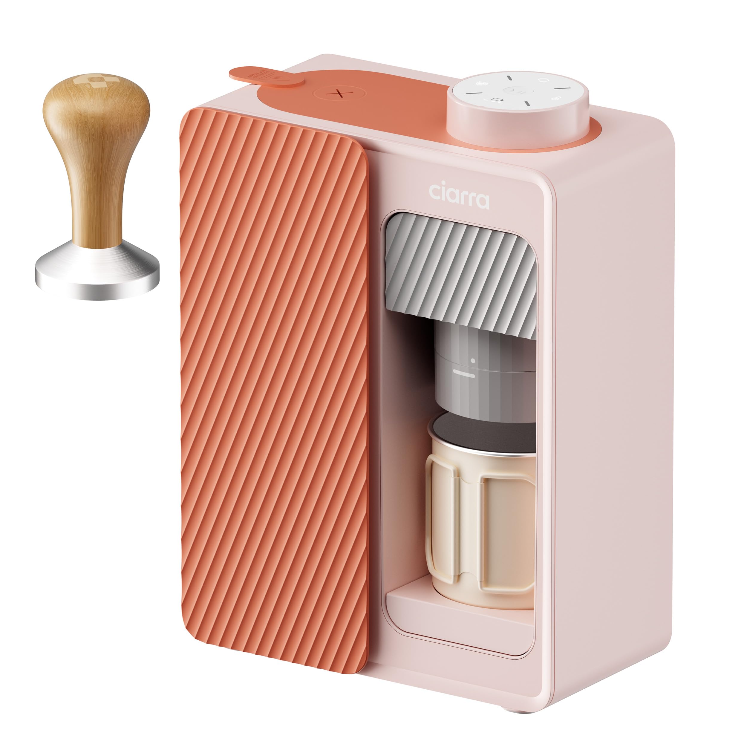 CIARRA BloomBox Cafetera Portátil Espresso de 15 bares Rosa | con Batería y Conexión a la Red Eléctrica, Máquina de Café Recargable Autocalentable para Acampadas y Viajes - CBPCM551-P