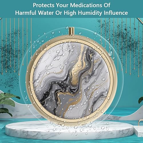 Miniatura 2 de Pastillero con espejo retro de 3 compartimentos, pastillero pequeño para bolso o bolsillo, pastillero de bronce pequeño ruidoso o vitaminas, aceite