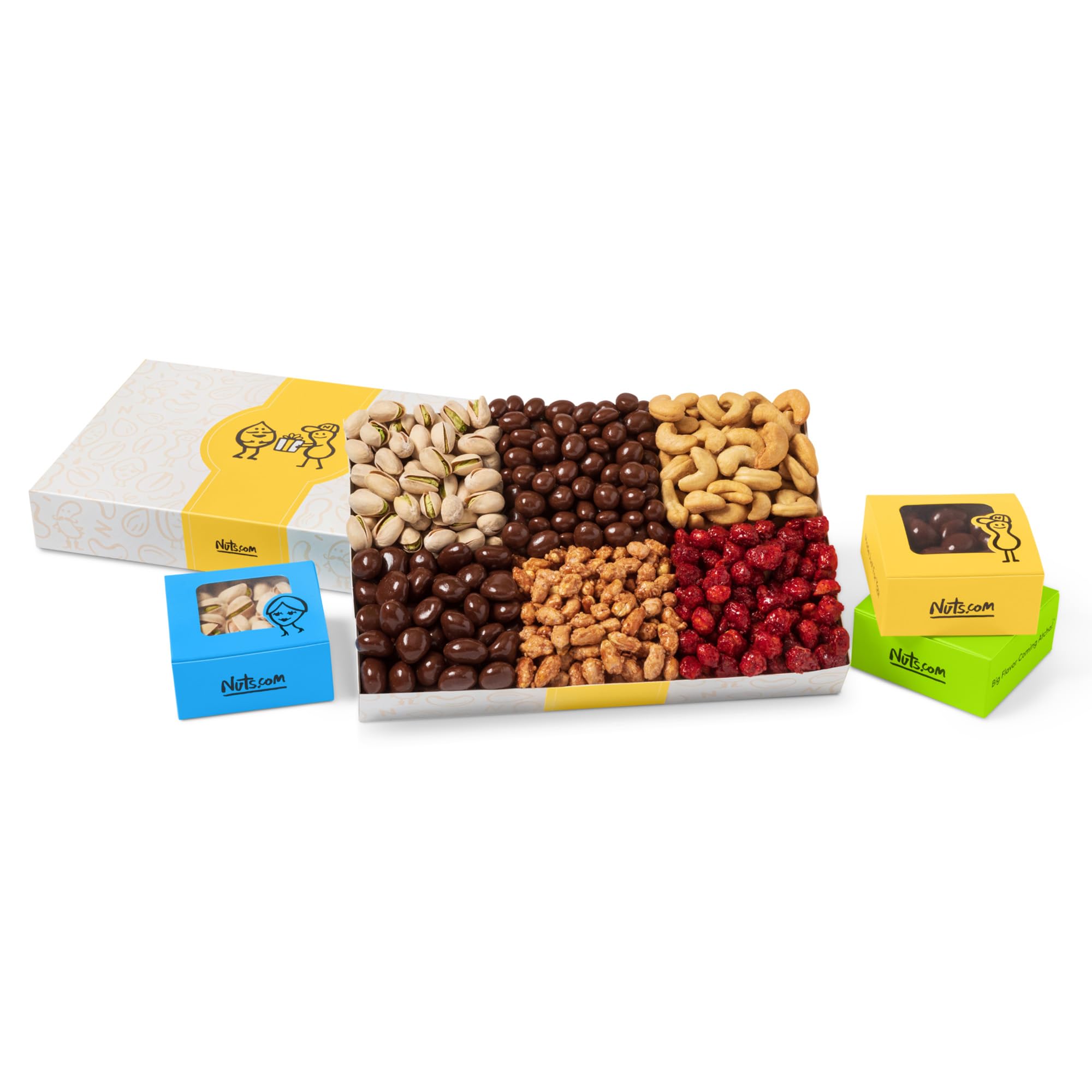 Nuts.com – Large Mixed Nuts Sampler for Winter, Christmas and Festive Gifts — Healthy Snack Box w/ 2 Lbs of Natural Pistachios, Peanuts, Raisins, Roasted Cashews