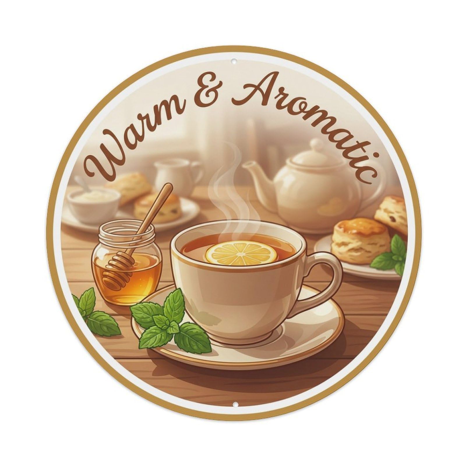 Metal Tin Sign Tea Cup Gourmet Food