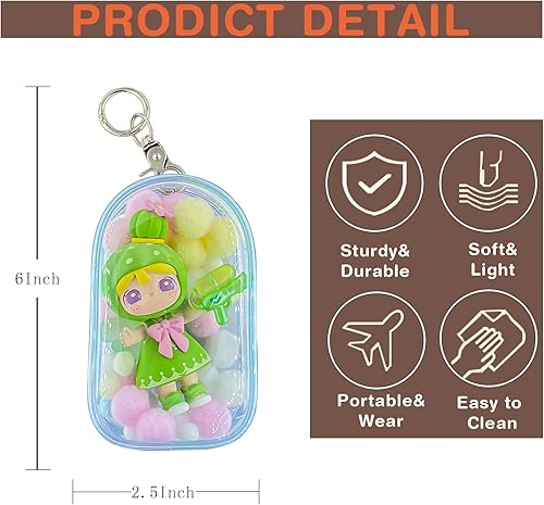 Miniatura 3 de MuagoChic Bolsa de exhibición transparente con llavero, caja ciega, bolsa de exhibición de muñecas, bolsa portátil a prueba de polvo para figuras de