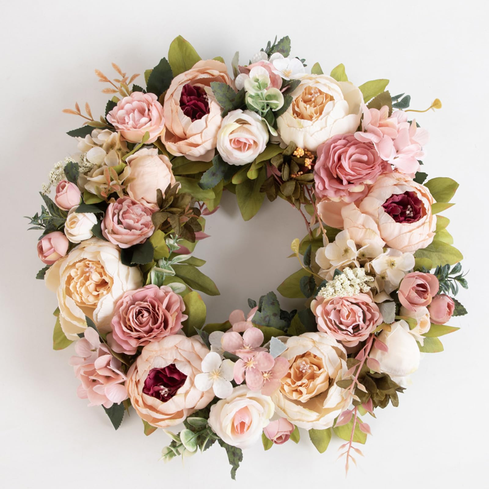 Sorandy Pfingstrosenkranz, Blumenkranz für die Haustür, Künstliche Blumendekoration mit Verstellbaren Schlüsselbändern für Drinnen und Draußen, Heimdekoration, Korridore, Partys, (Sekt)