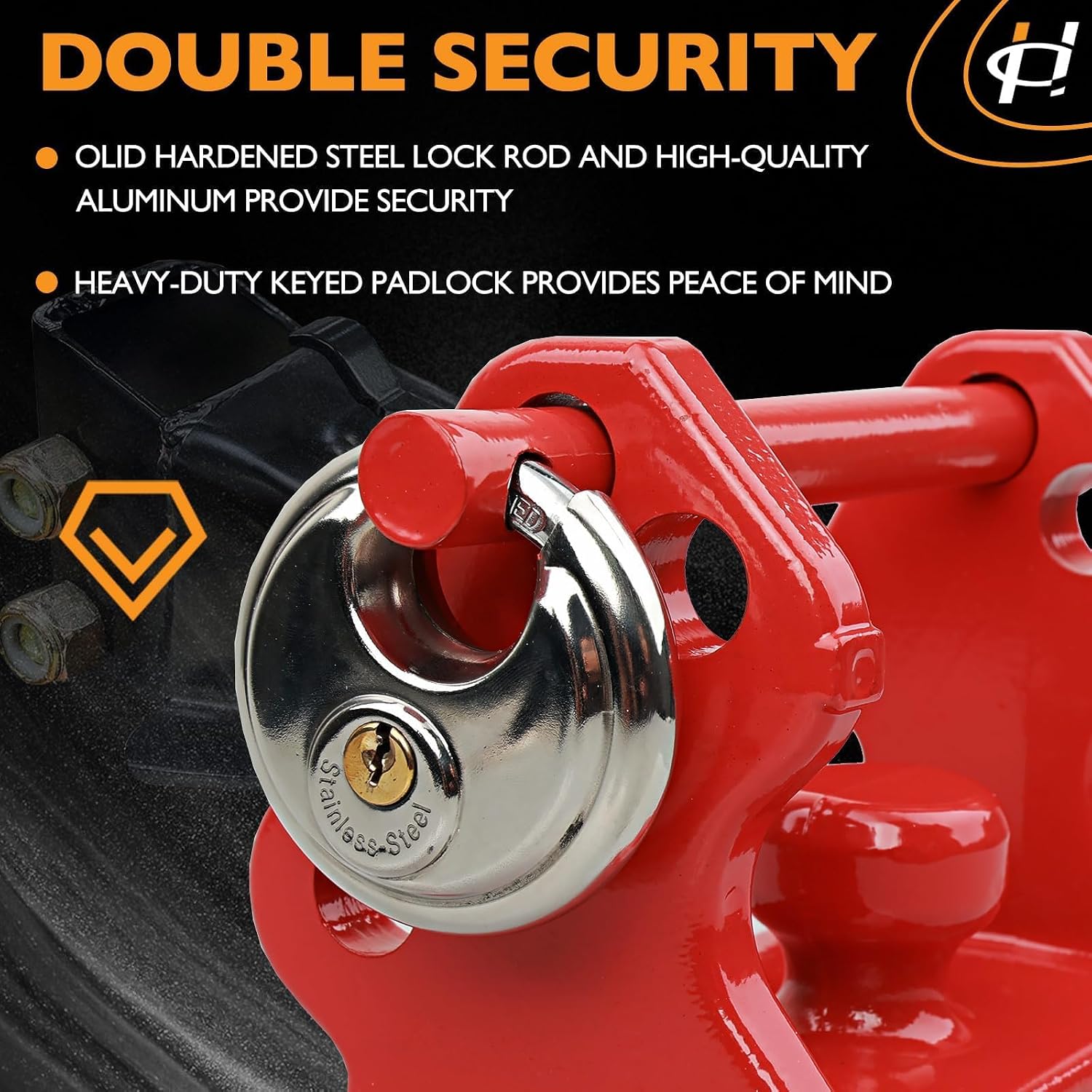 HQPASFY Trailer Hitch Lock with Keyed Padlock, Trailer Coupler Lock with Pin, Coupler Lock Model Tl-33 Trailer Lock,Fits Over 2" to 2-5/16" Couplers - Red