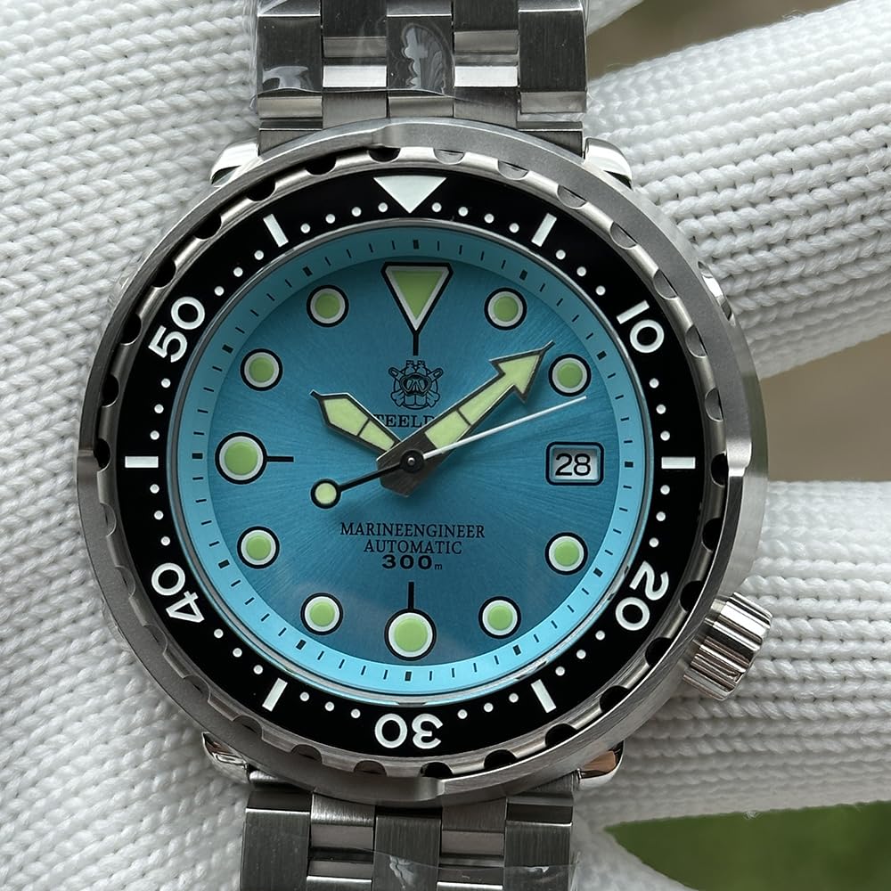 Burnside Steeldive SD1975, pulsera de atún, NH35, zafiro, azul claro, V2, buceo, 5 eslabones, BNIB