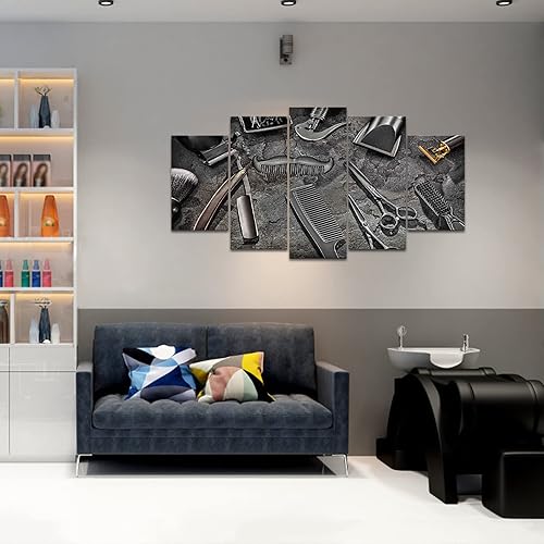 Miniatura 3 de Artmyharbor Decoración de pared de peluquería de peluquería en blanco y negro arte de la pared de la peluquería ilustración de peluquería