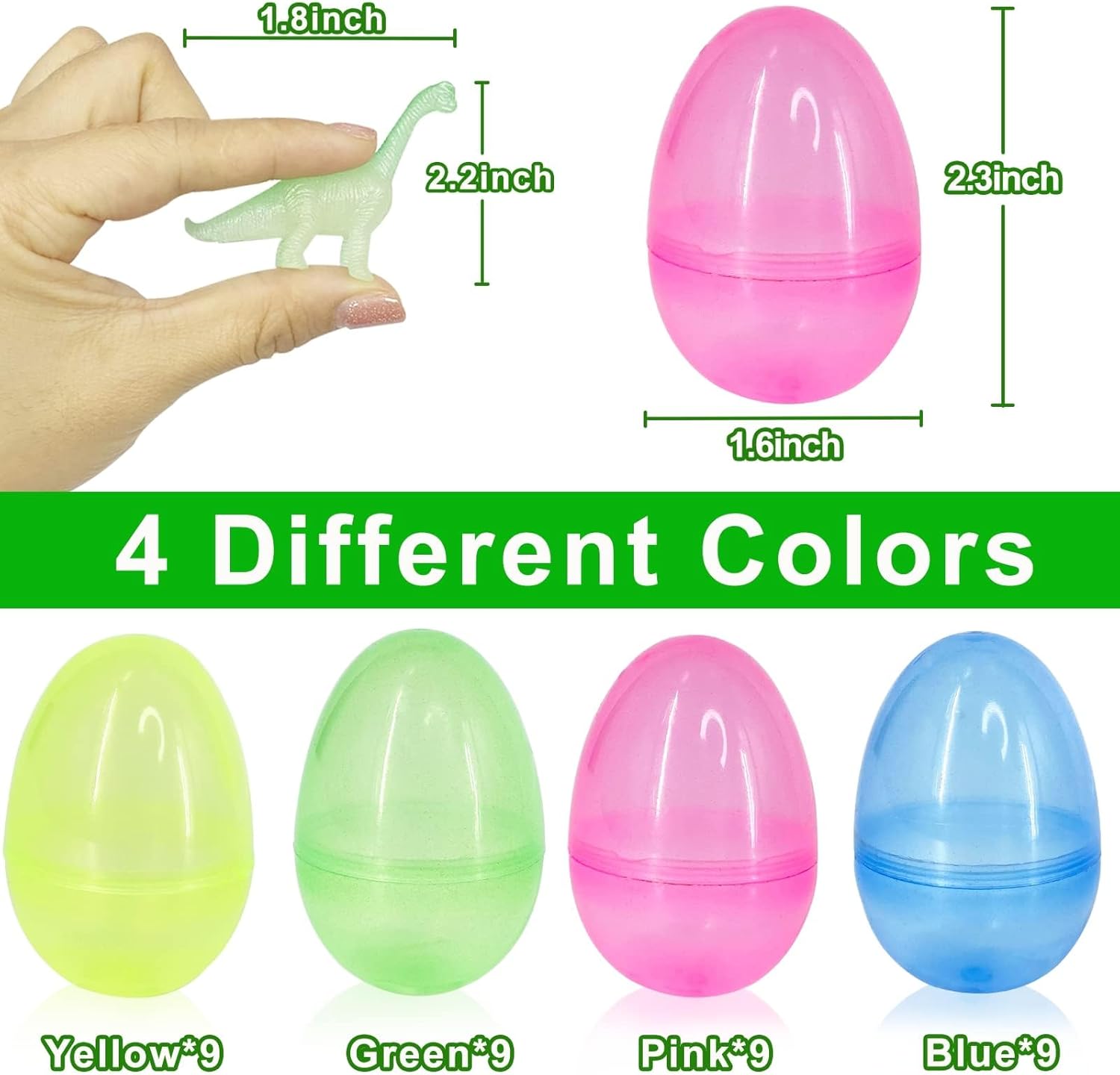 36 Pack Easter Eggs Filled with Glow in The Dark Dinosaur Toys, Easter Basket Stuffers Essential for Toddlers Kids Glow Plastic Easters Eggs Dinosaur Surprise Easter Eggs Hunt Fillers Party Favors - Image 4