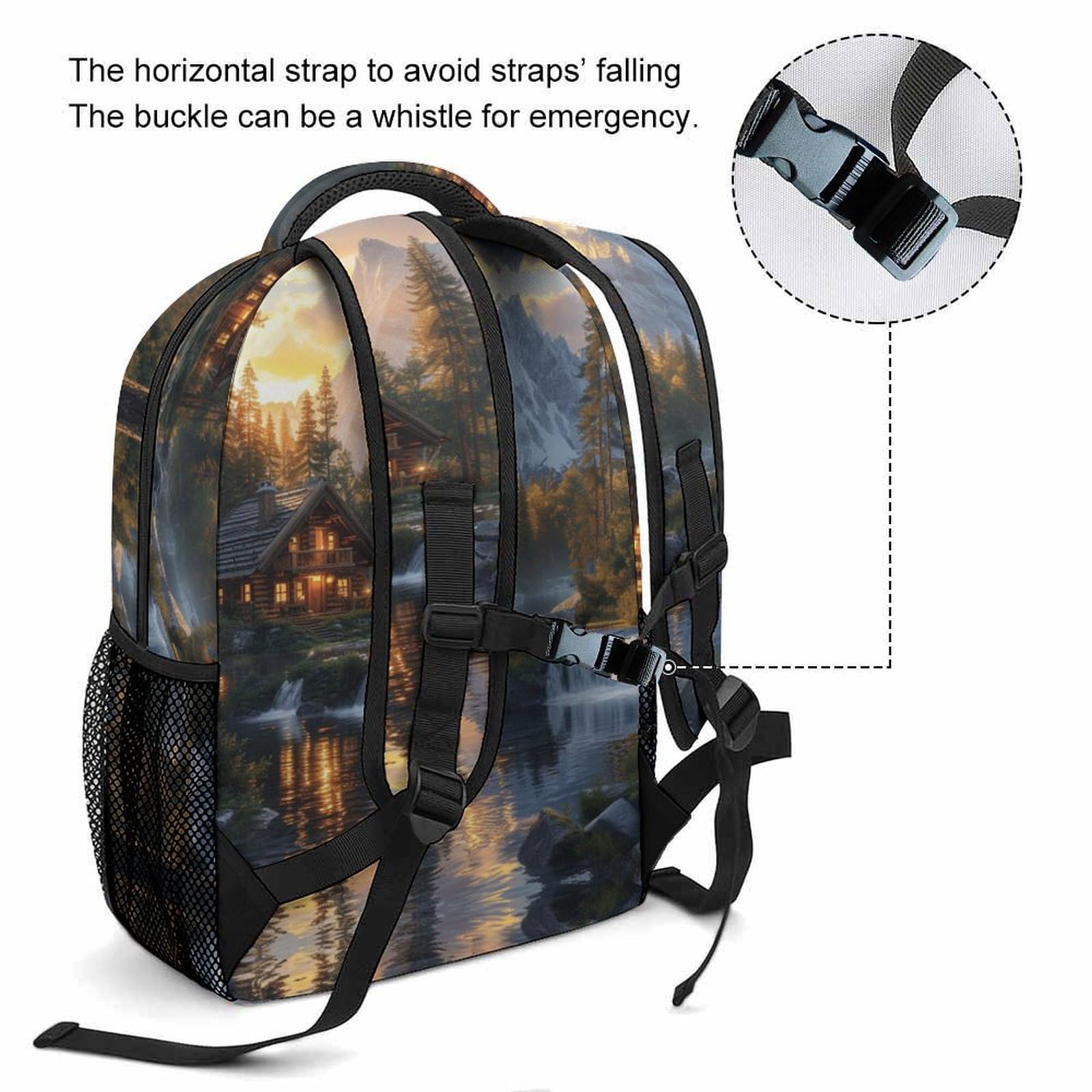 Cabaña de montaña Mochila Niña Niño hermoso paisaje Morrals Cómoda Y Versátil Mochila Colegio Mochila Infantil De Gran Capacidad Para Niñas Y Niños One Size