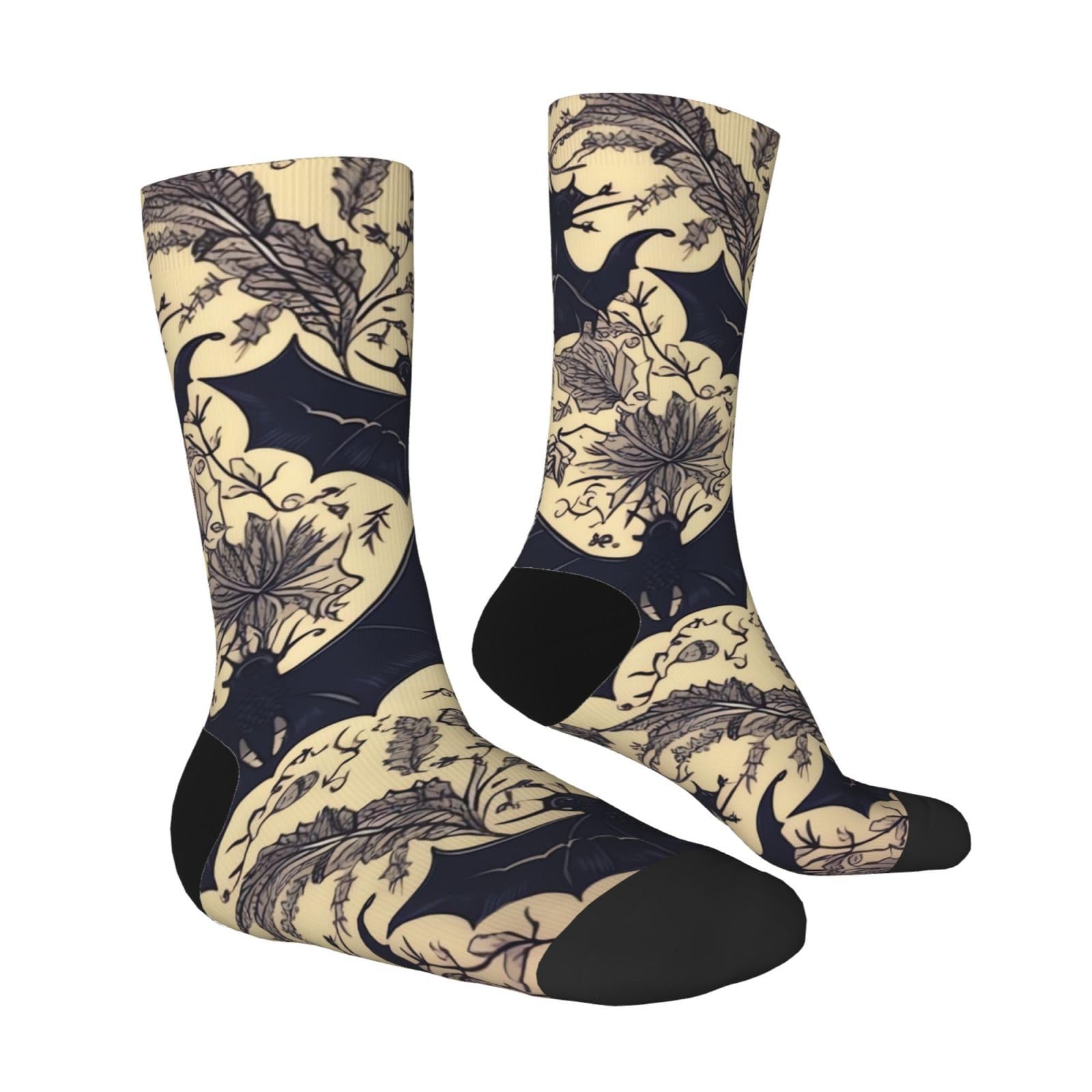 LZQPOEAS Bat Print Athletic Socks Unisex Cushioned Crew Socks Hiking Running Calf Sock Soft Above Ankle Sock