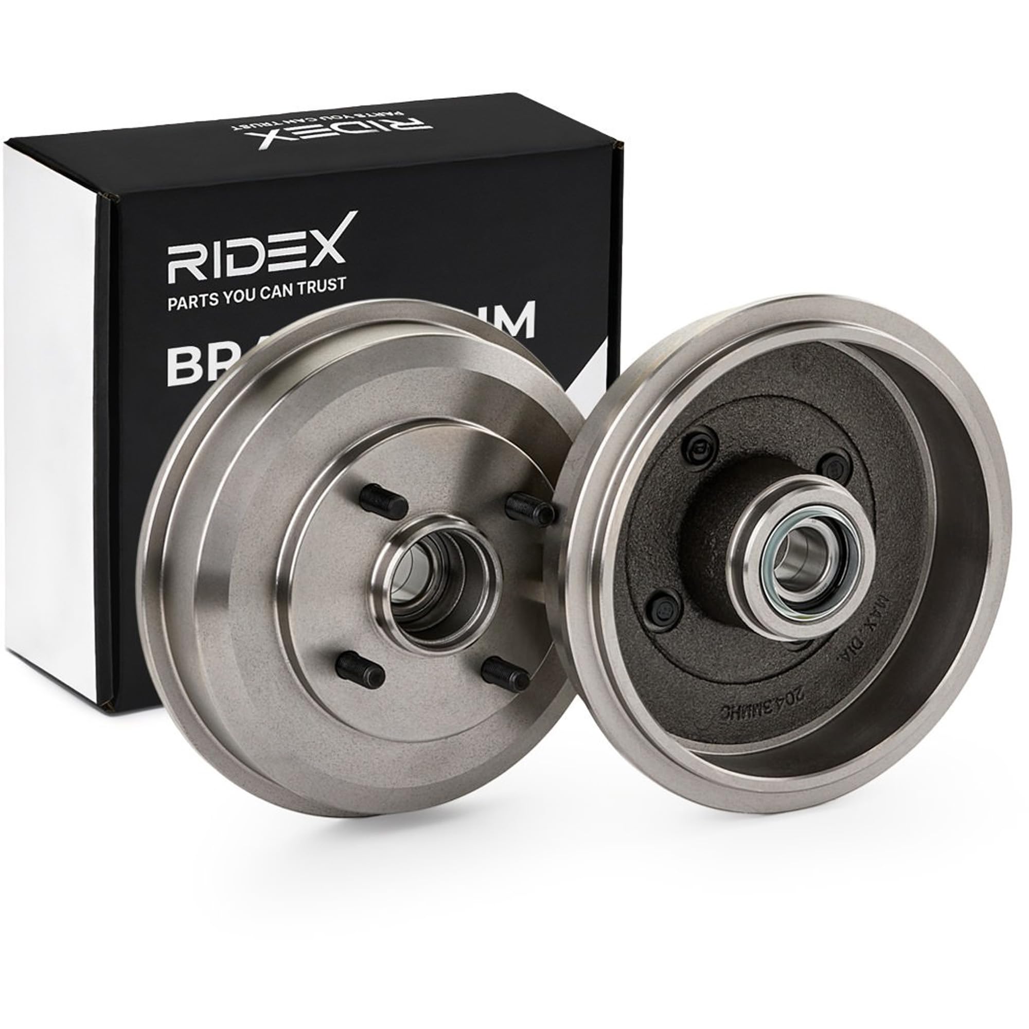 RIDEX 123B0230 2x Tambor de freno Trasero con apoyo sin anillo sensor ABS Compatible con FORD Focus Mk1 Hatchback DAW, DBW