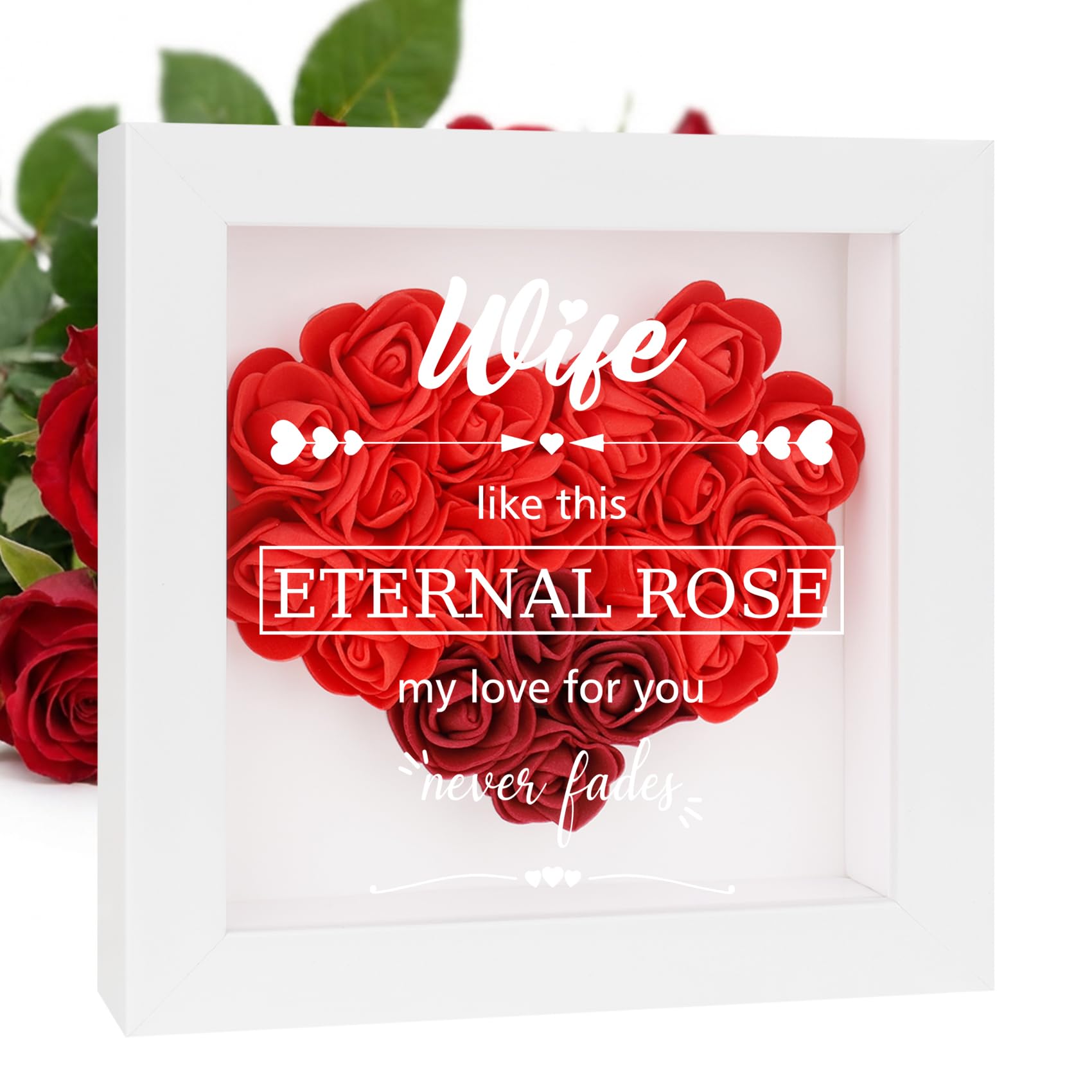 Boîte à fleurs Forever Roses en cadre d'ombres pour graver vos souvenirs