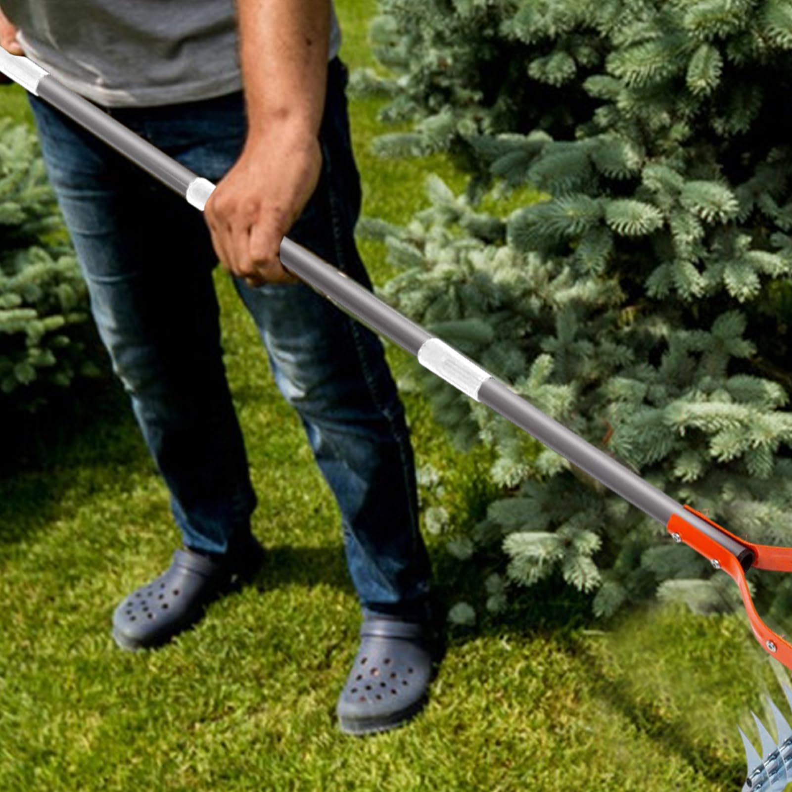 Herramienta de jardín de rastrillo de manos, Rake de paja de metal | Cultivador ergonómico de timón, herramientas de jardinería desmontables p