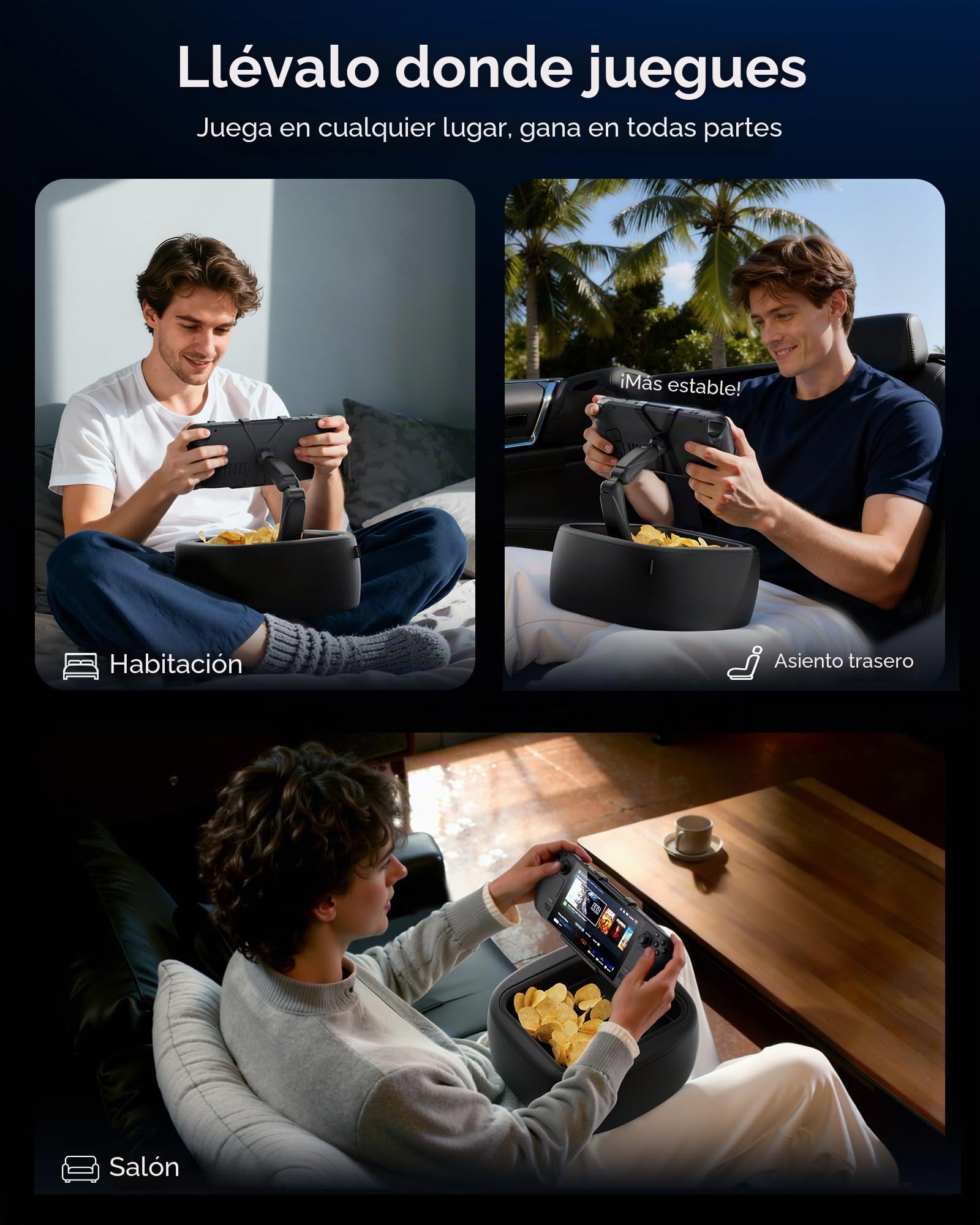LULULOOK Soporte para Almohada Gaming para Steam Deck OLED & LCD y tabletas de 4,7-14,6", Soporte para Almohada para Kindle Zero Gravity para el Regazo, Accesorios para Steam Deck (Lavable a máquina)