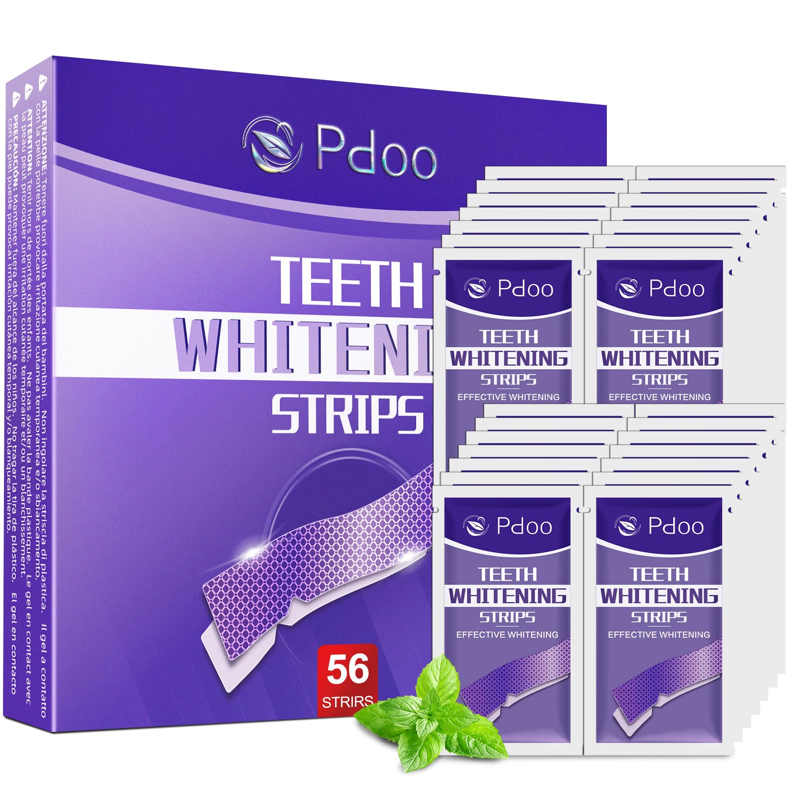 Strisce di sbiancamento dentale viola 56 pezzi (28 paia) | Kit sbiancante dentale senza perossido | Effetto correttore di tonalità gialla | Whitening Strips per sbiancamento dentale in 7 giorni