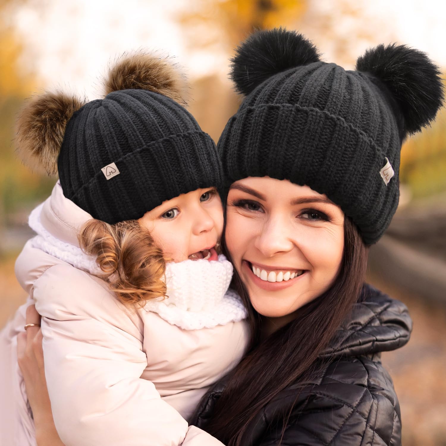 Hat Hut Winter Hats for Women Satin Lined Beanie Hats for Women Knit Ski Hat Winter Cap for Women Pom Pom Beanie - Image 8