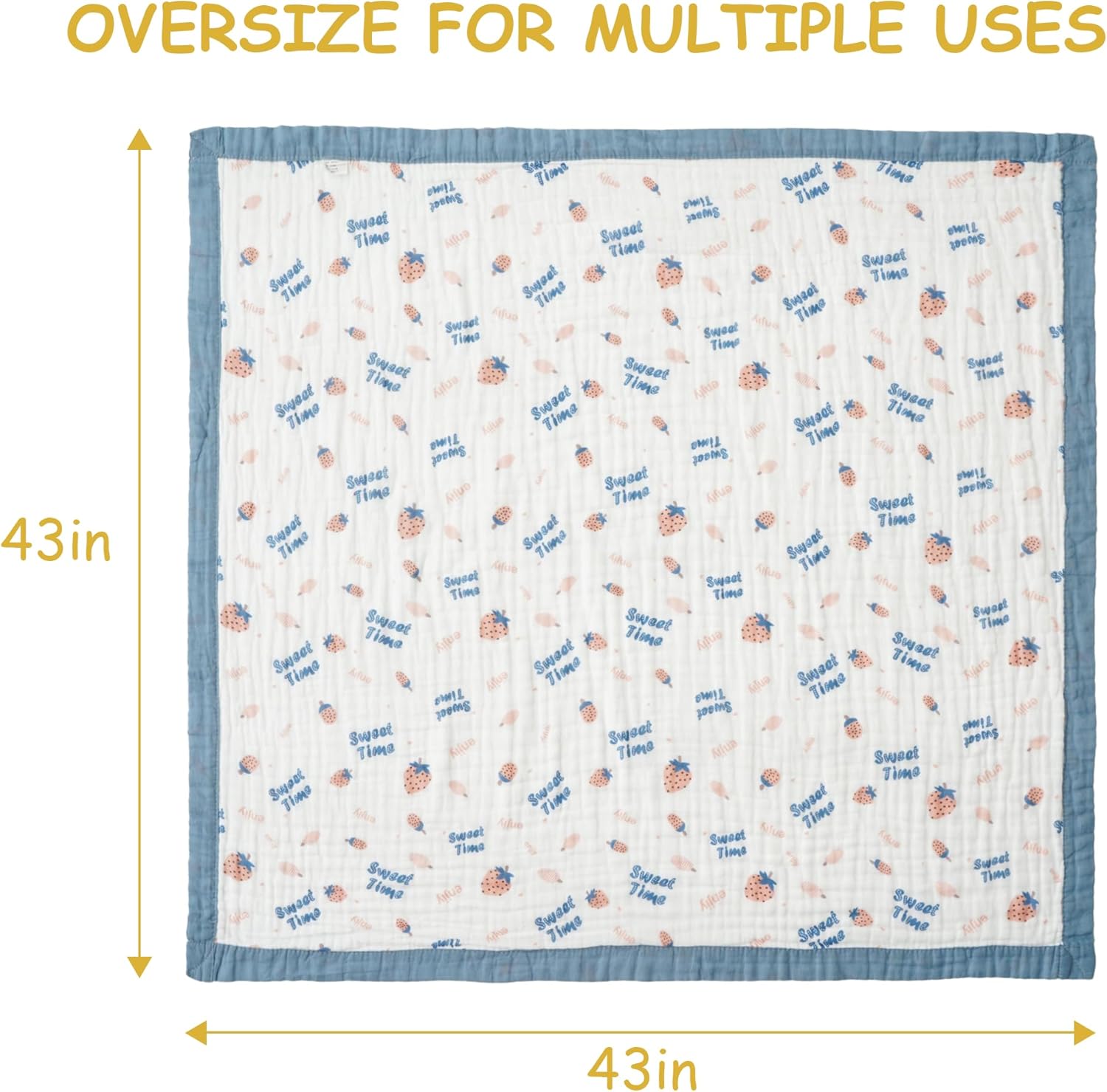Muslin Baby Blankets, Nursery Blankets for Boys Girls, Swaddle Blankets Neutral Soft Lightweight Toddler and Kids Throw Blankets (Strawberry) - Image 6
