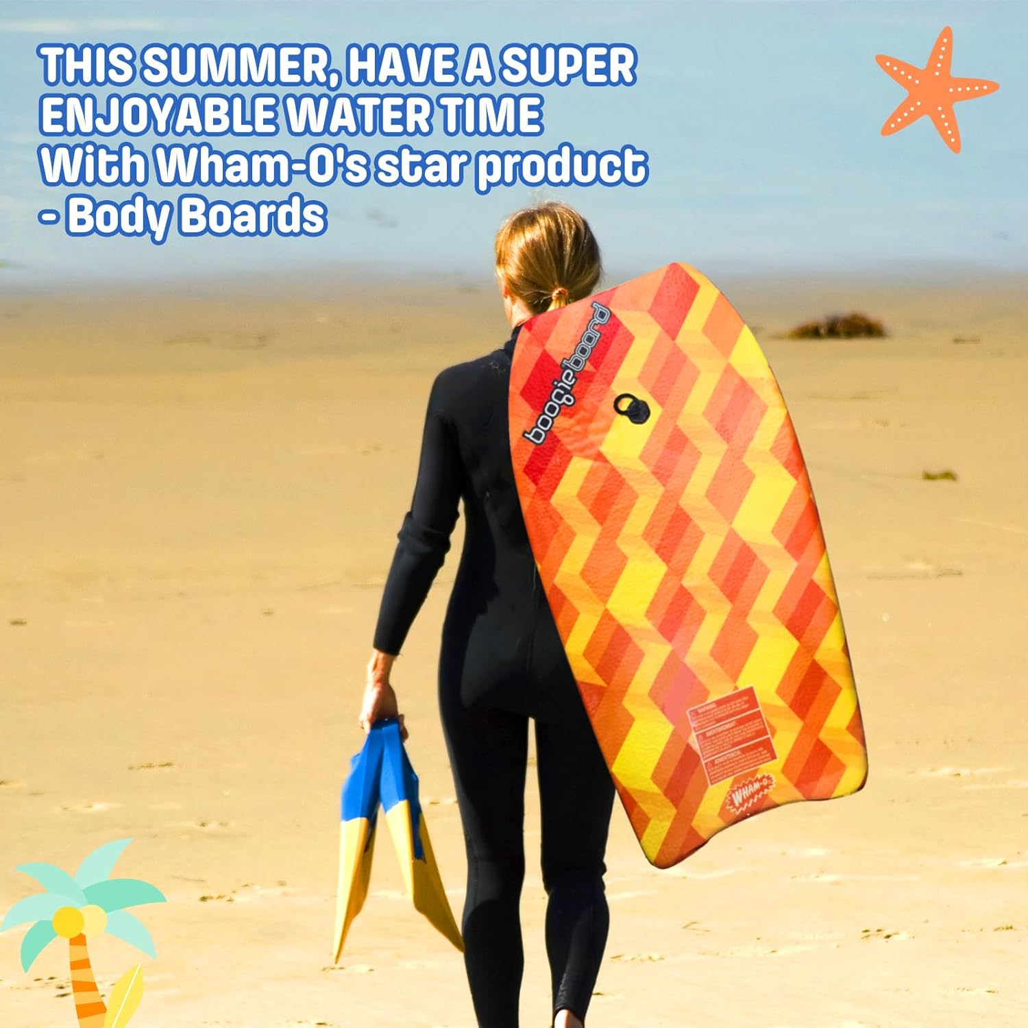 Wham-O 33" Body Board for Beach, Lightweight Bodyboards with EPS Core, Fiber Clad Bodyboard with Wrist Leash for Kids Teens Beginners(2 Pack)