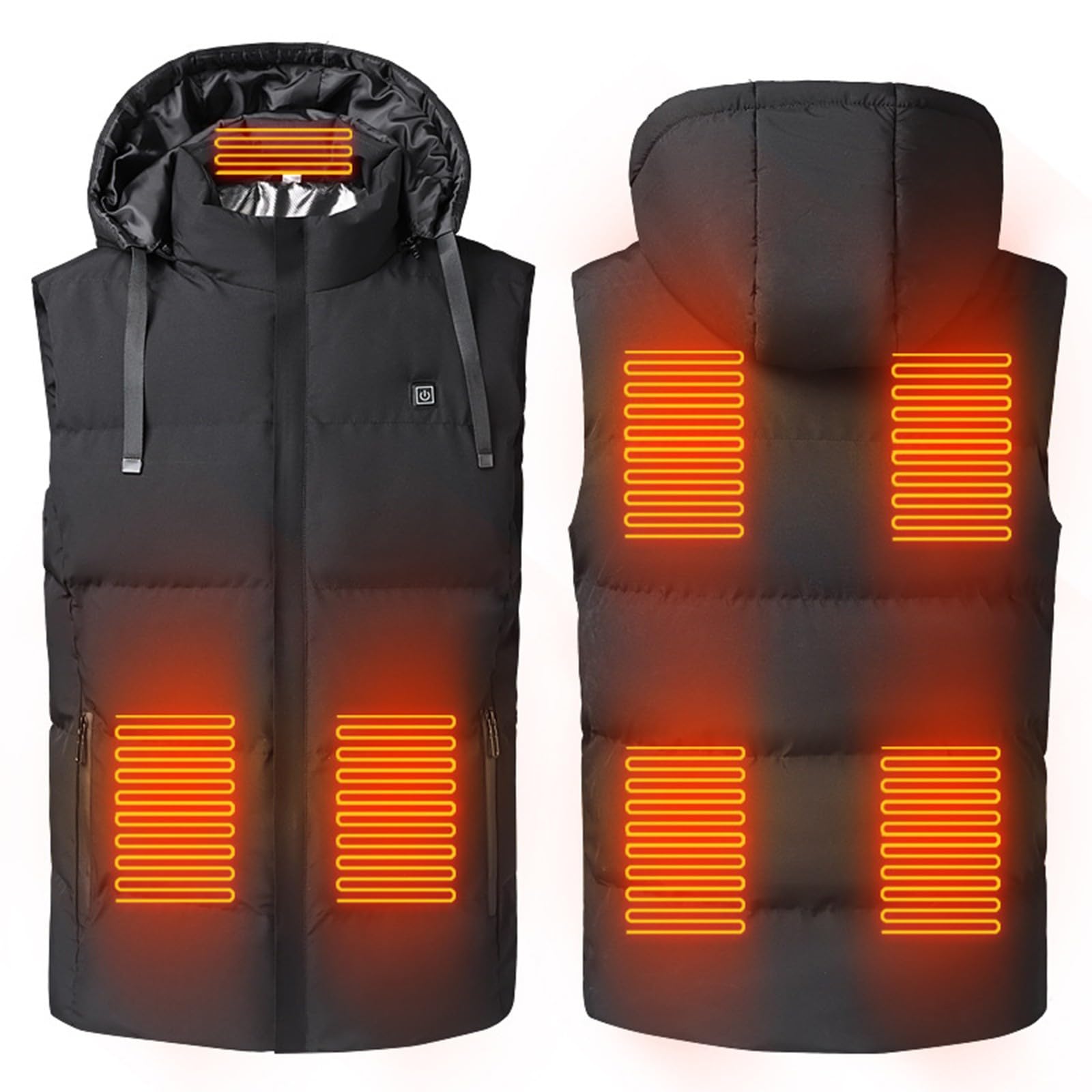 Gilet riscaldato per uomo e uomo, giacca riscaldabile con cappuccio, gilet termico con cappuccio, con cappuccio, senza maniche, per caccia, campeggio, sci (senza batteria)