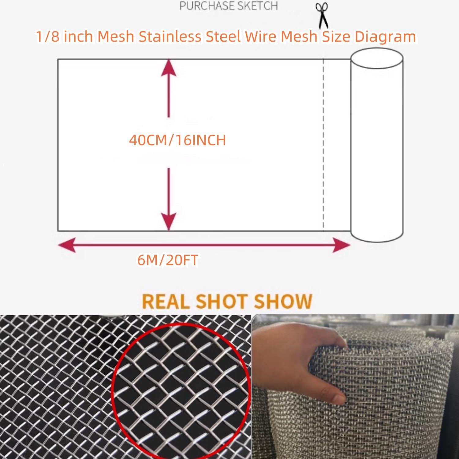 Hardware Cloth Wire Fence Roll, 1/8inch Stainless Steel 27 Gauge Metal Mesh Chicken Coop Welded for Poultry Netting Garden Protection, Animal Cage Screen (20 Mesh-15.7in x 19.7ft