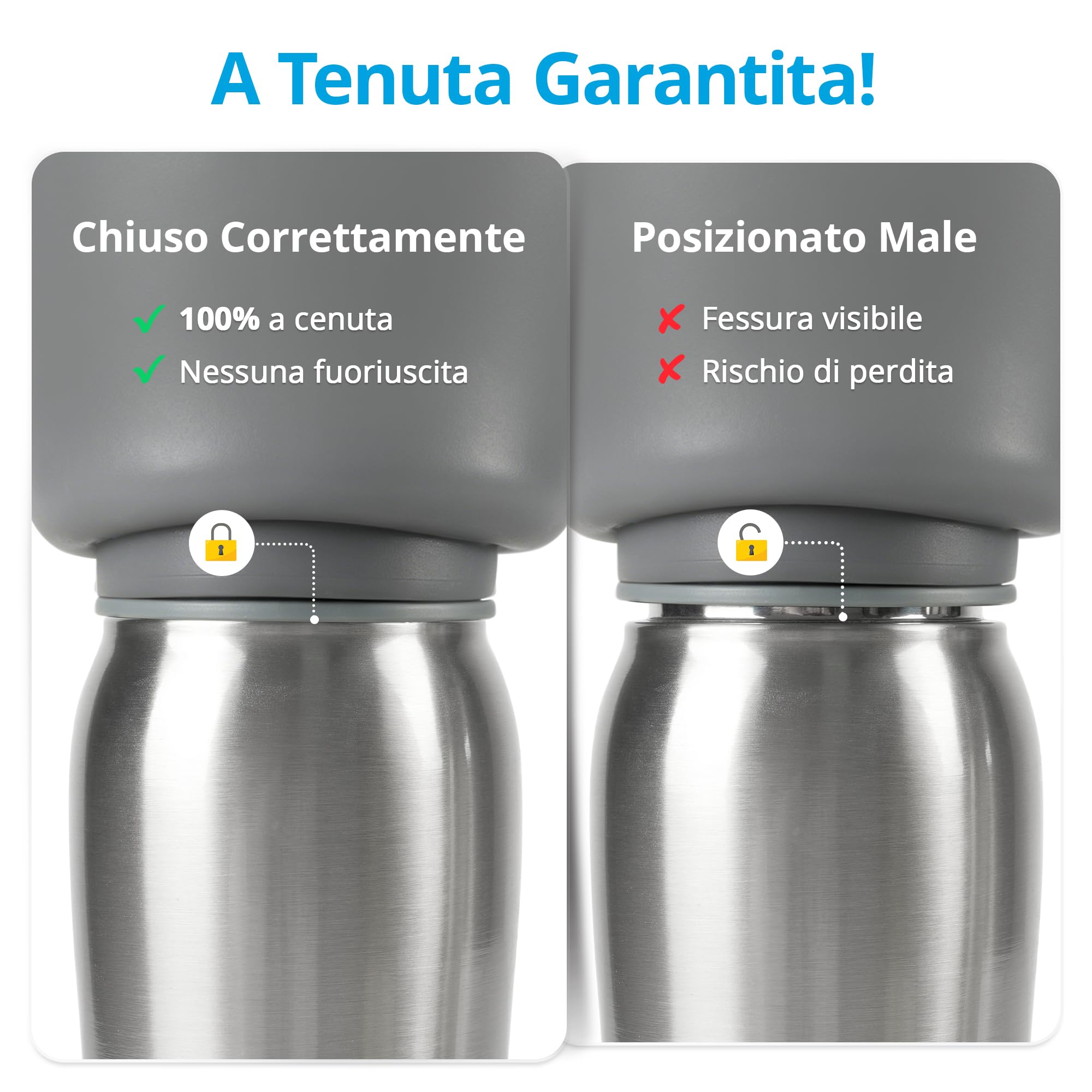 Borraccia Termica per Cani, 750 ml, Doppia Parete, per Passeggiate | 12 h caliente & 24 h frío, Cuenco plegable de silicona, Antifugas, Acero inox 304, Sin BPA, Para perros de todos los tamaños