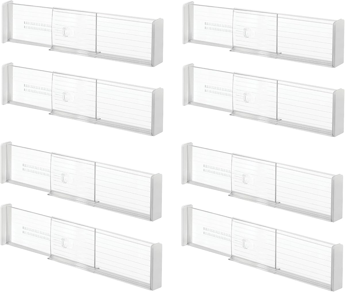 Plastic Adjustable Deep Drawer Dividers, Set of 8, Clear | Kitchen or Dresser Drawers