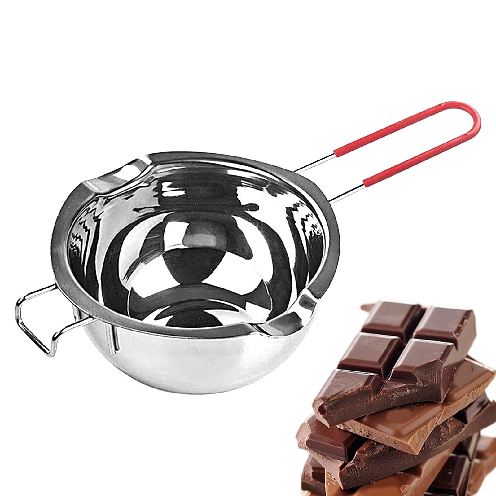 Chocolate Melting Pot Set - Steel Double Boiler, 2 Cup Capacity Melter | Butter Cheese Caramel Candy Heating Bowl for Baking Cooking Dessert Kitchen Use Multi-Purpose Easy Cleanup