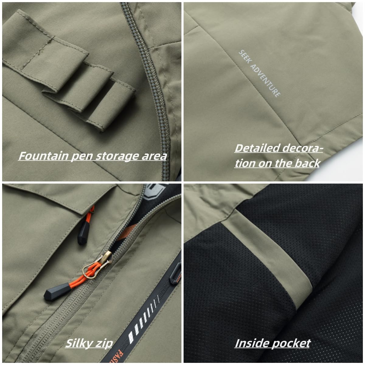 Homme Gilet de Pêche De Plein air Multi-Poches Gilet Léger Loisirs Gilets Campingà Séchage Rapide Gilet Photographie Sans Manches Veste De Sport